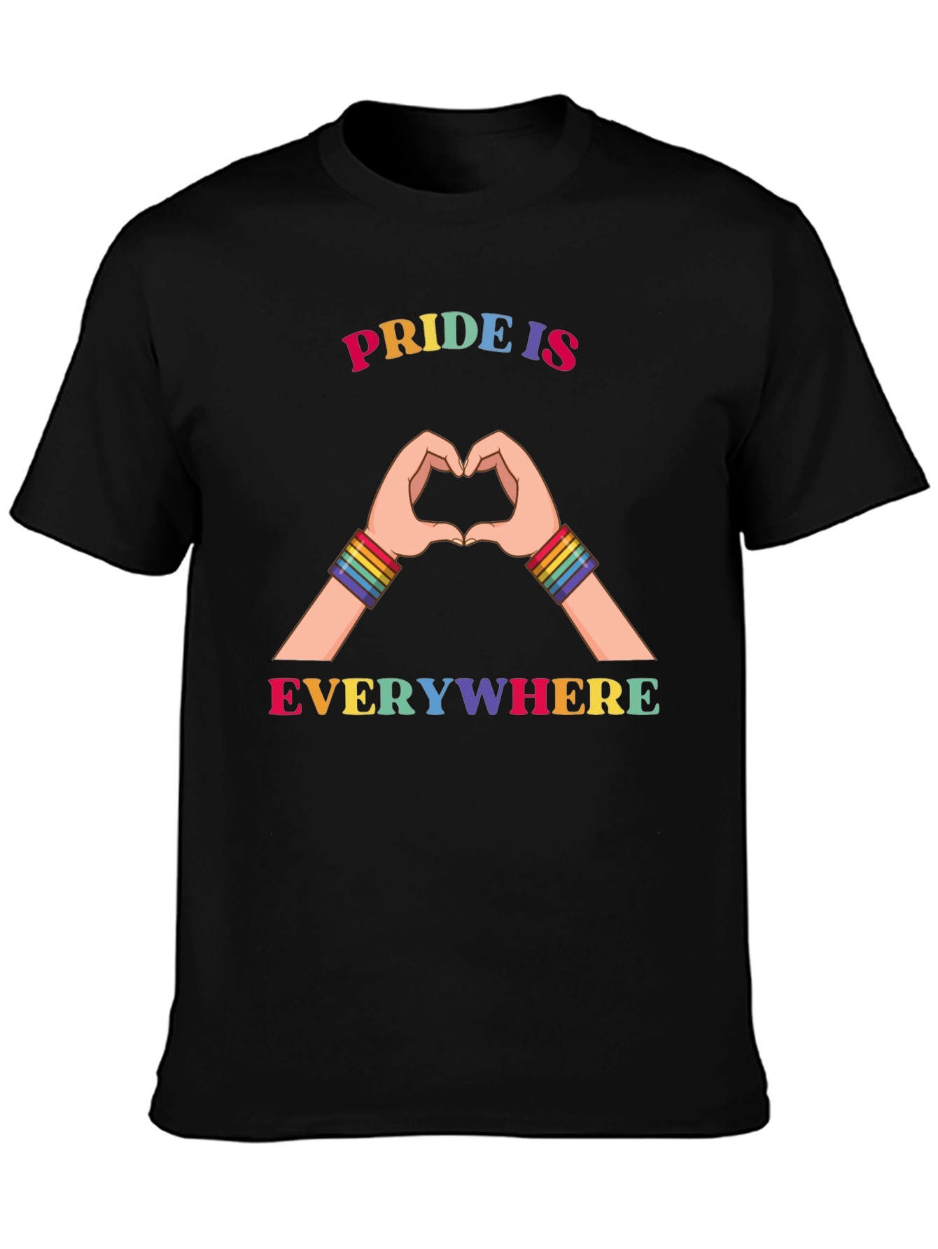Pride Is Everywhere Rainbow Heart Hands T-Shirt