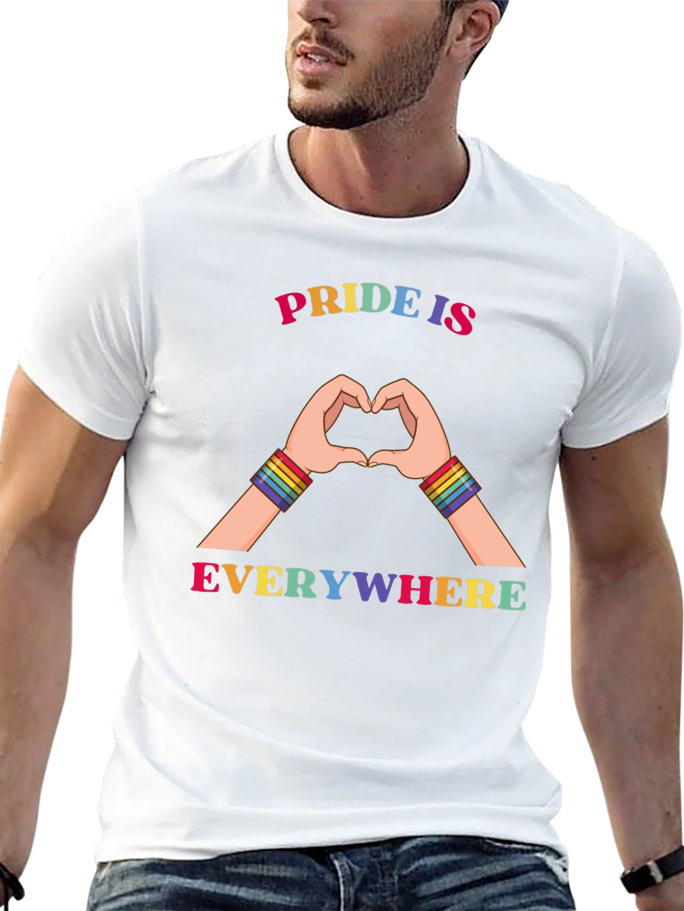 Pride Is Everywhere Rainbow Heart Hands T-Shirt
