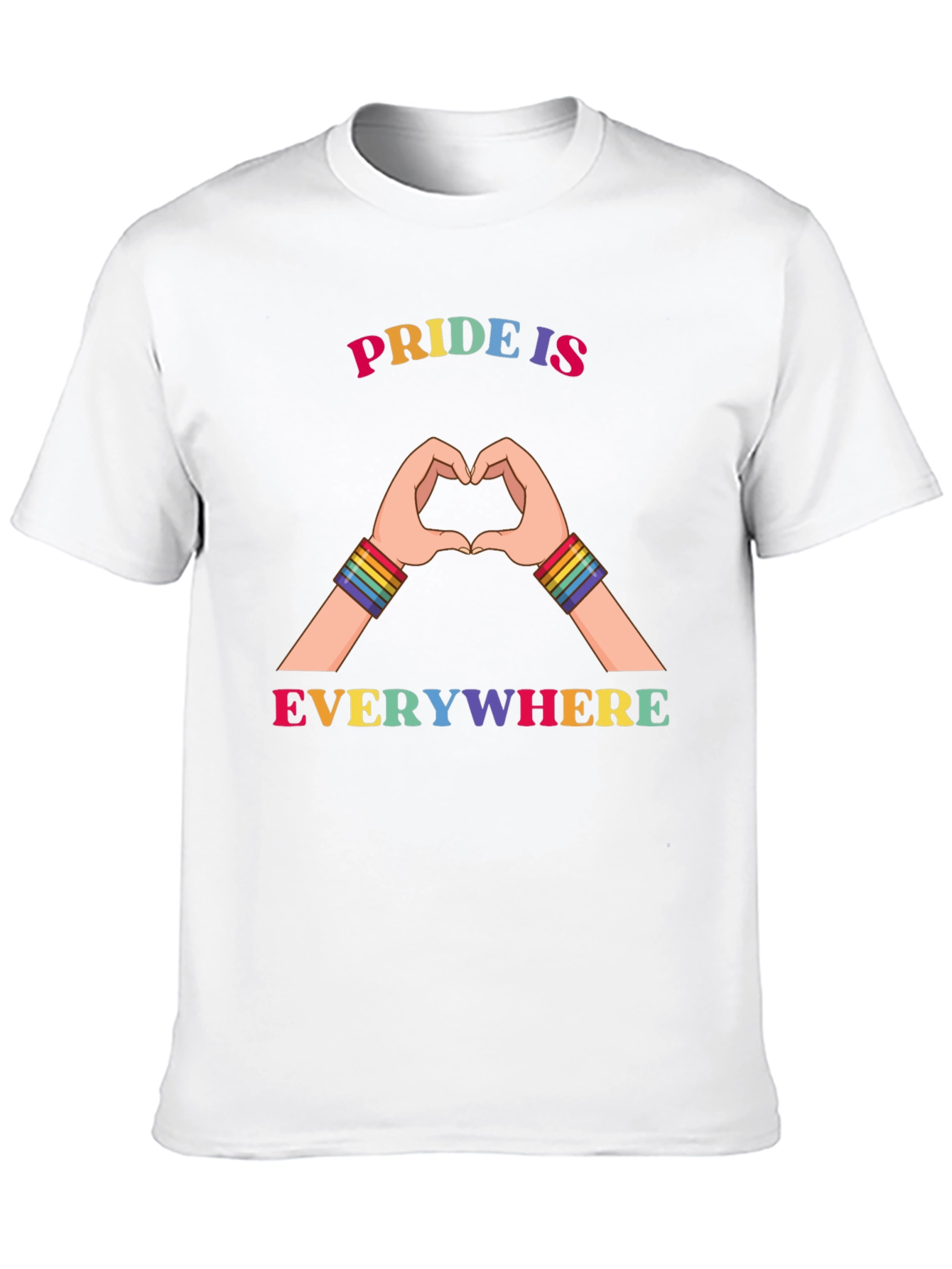 Pride Is Everywhere Rainbow Heart Hands T-Shirt