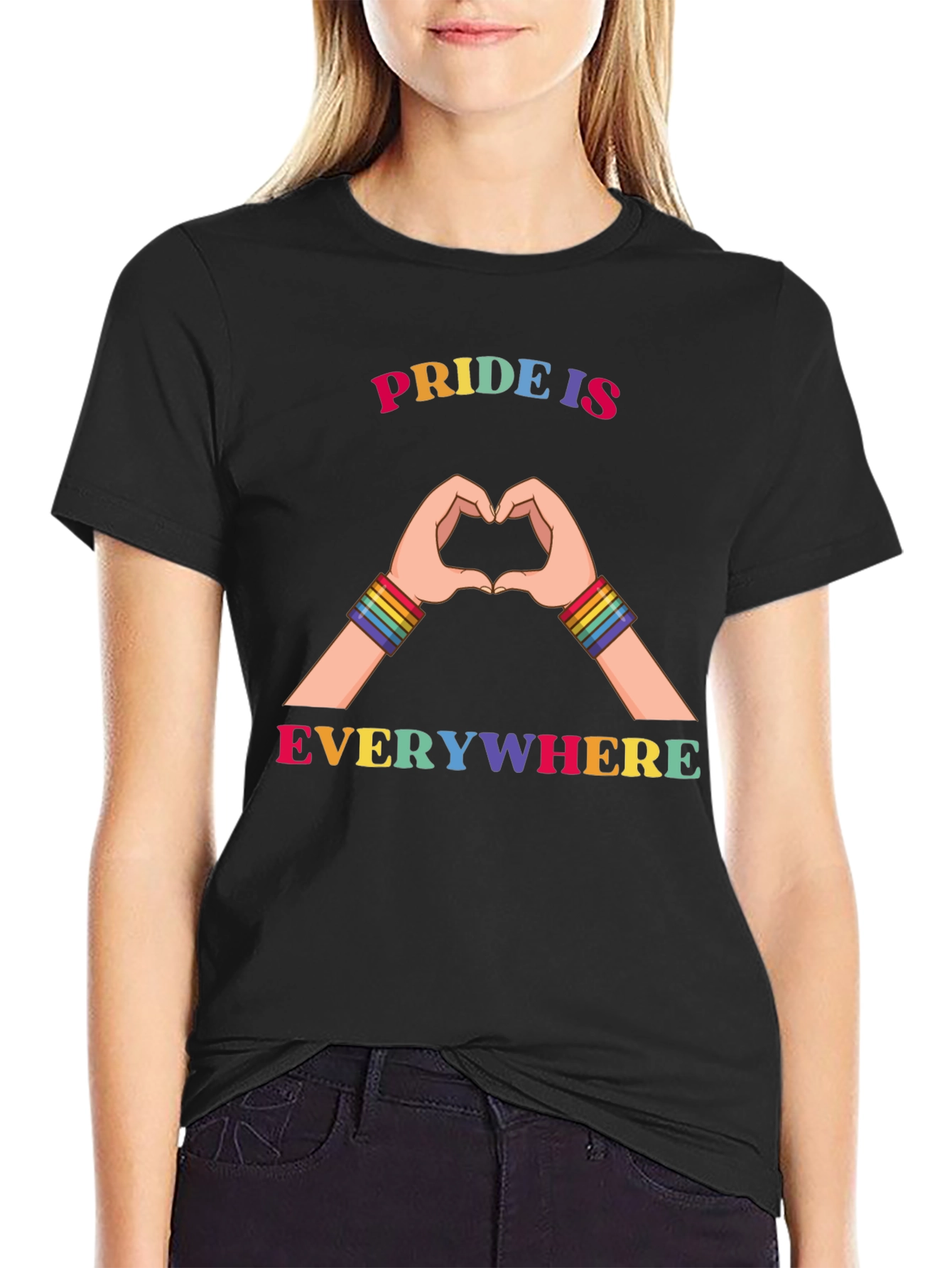 Pride Is Everywhere Rainbow Heart Hands T-Shirt