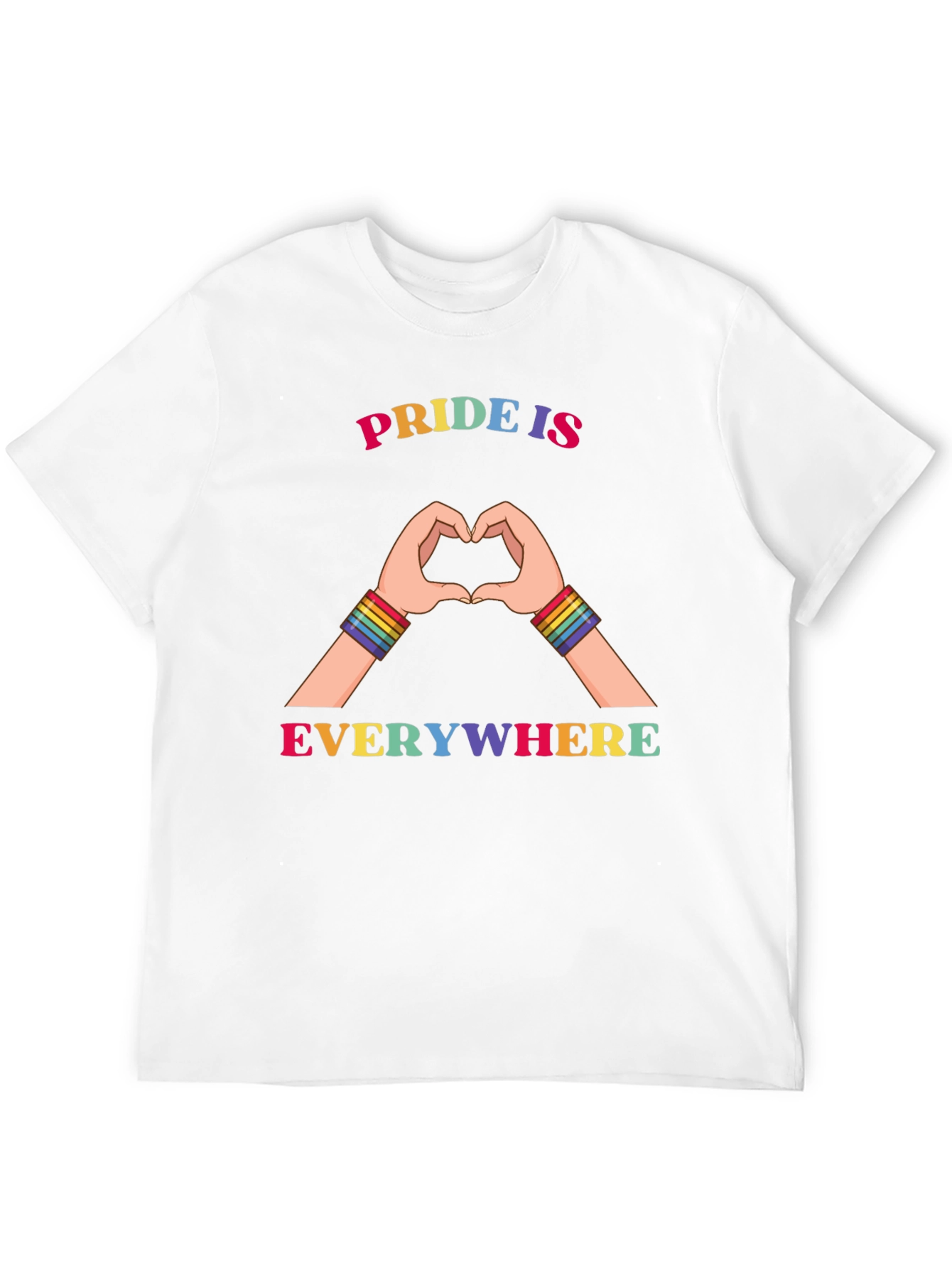 Pride Is Everywhere Rainbow Heart Hands T-Shirt