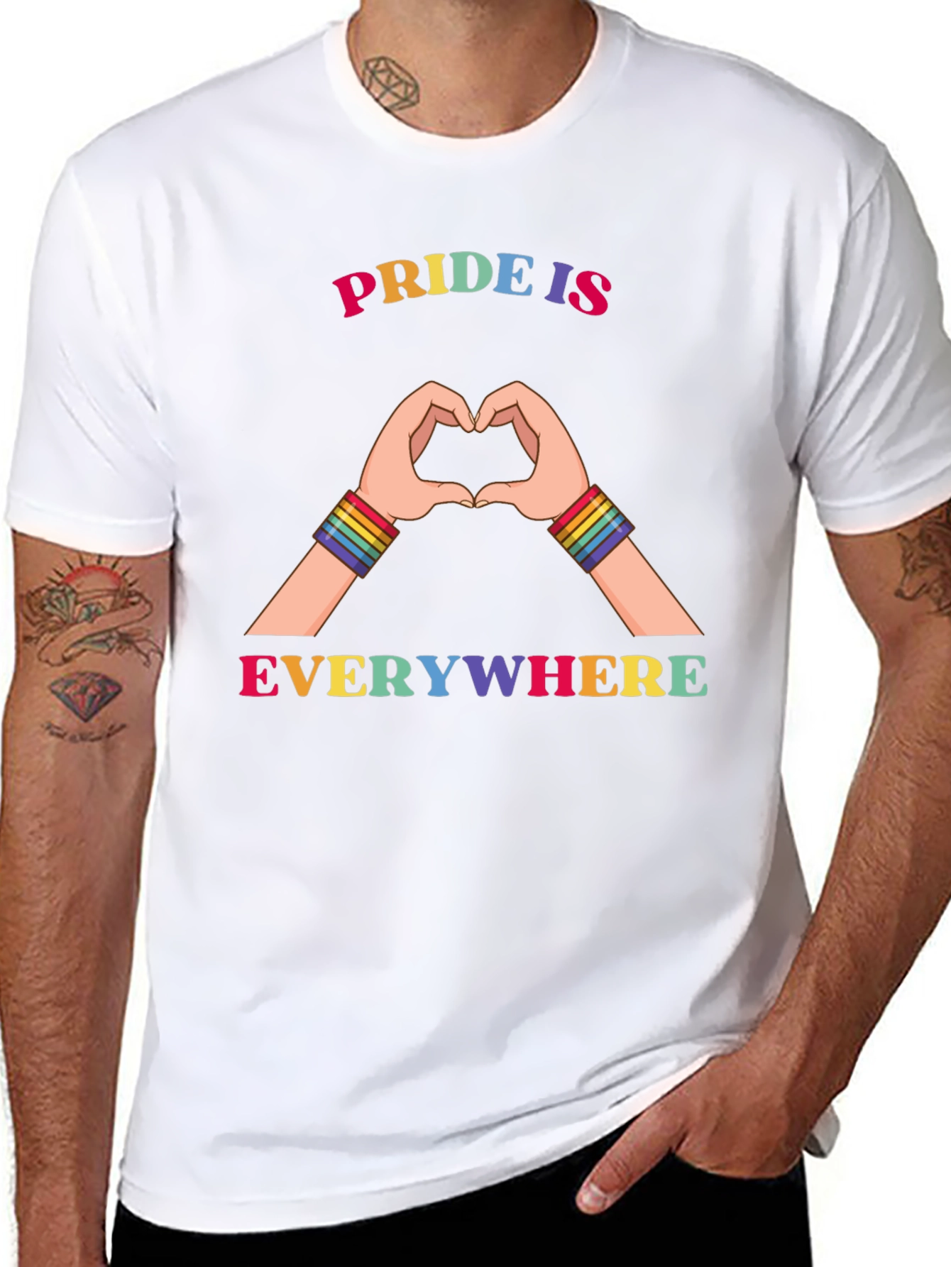 Pride Is Everywhere Rainbow Heart Hands T-Shirt