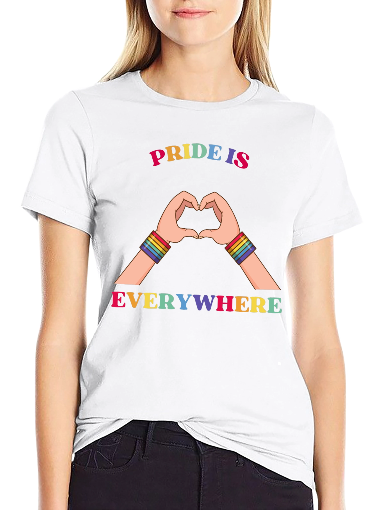 Pride Is Everywhere Rainbow Heart Hands T-Shirt