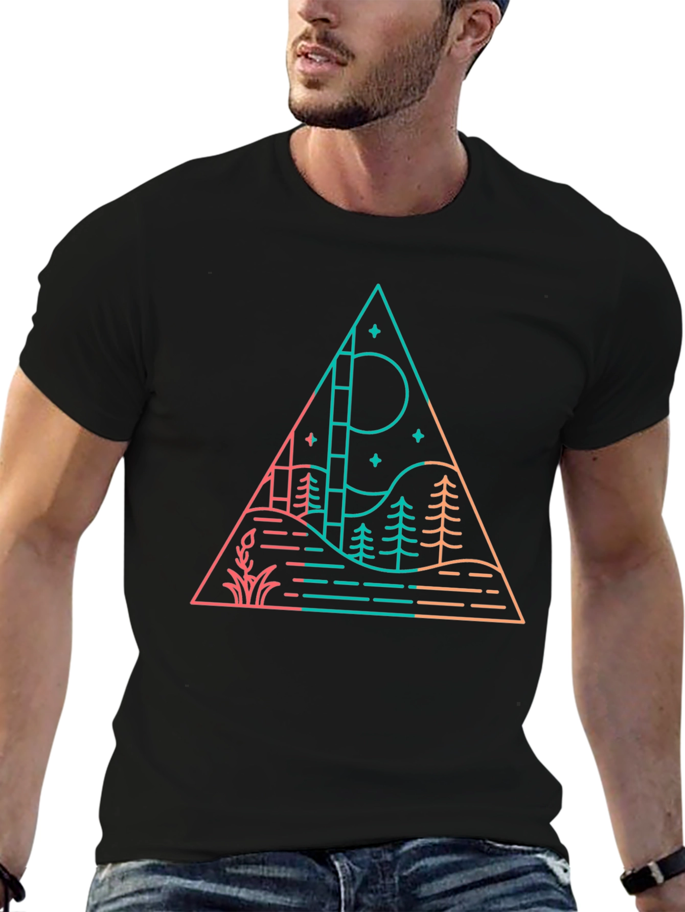 Modern Geometric Mountain T-Shirt