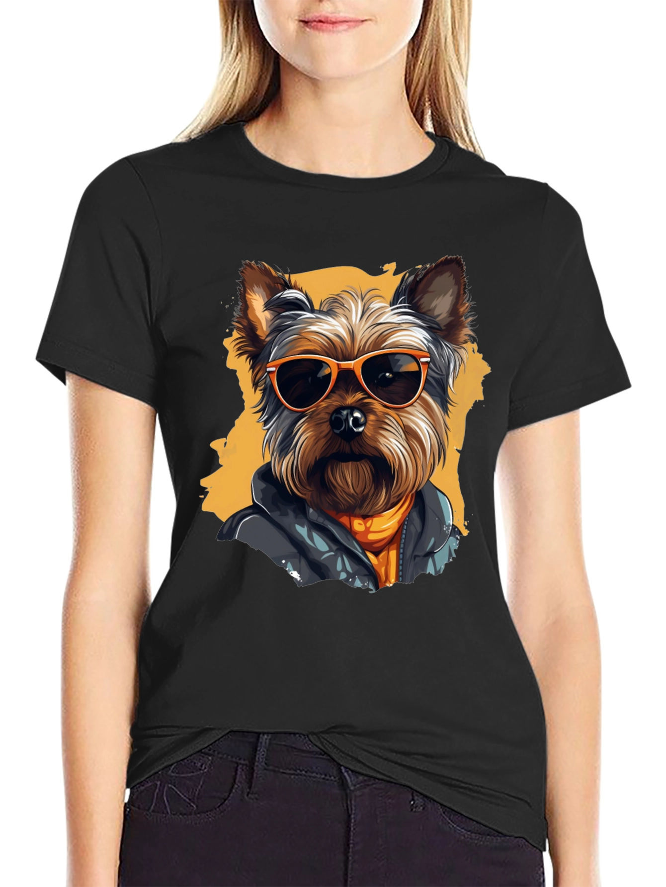 Cool Dog Graphic Tee - Trendy Yorkie T-Shirt