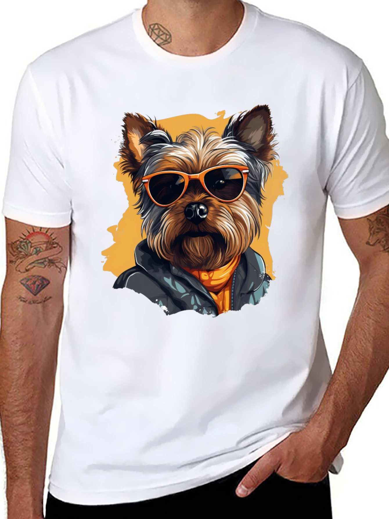 Cool Dog Graphic Tee - Trendy Yorkie T-Shirt
