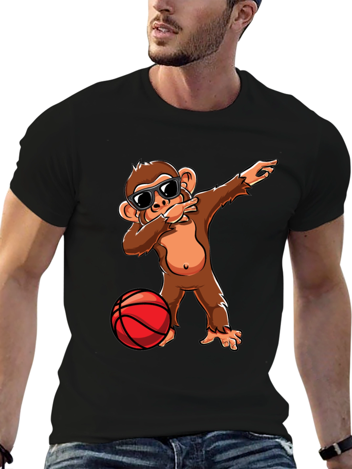 Monkey Dabbing with Basketball Graphic Tee
