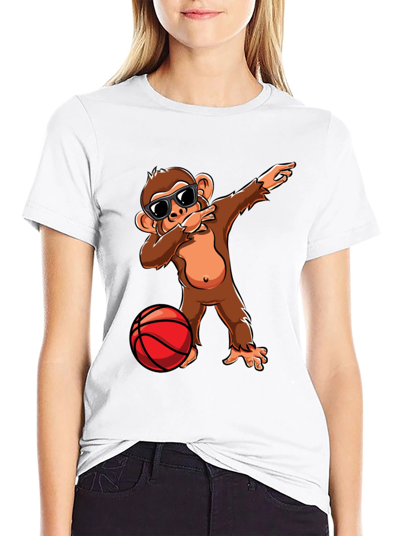 Monkey Dabbing with Basketball Graphic Tee