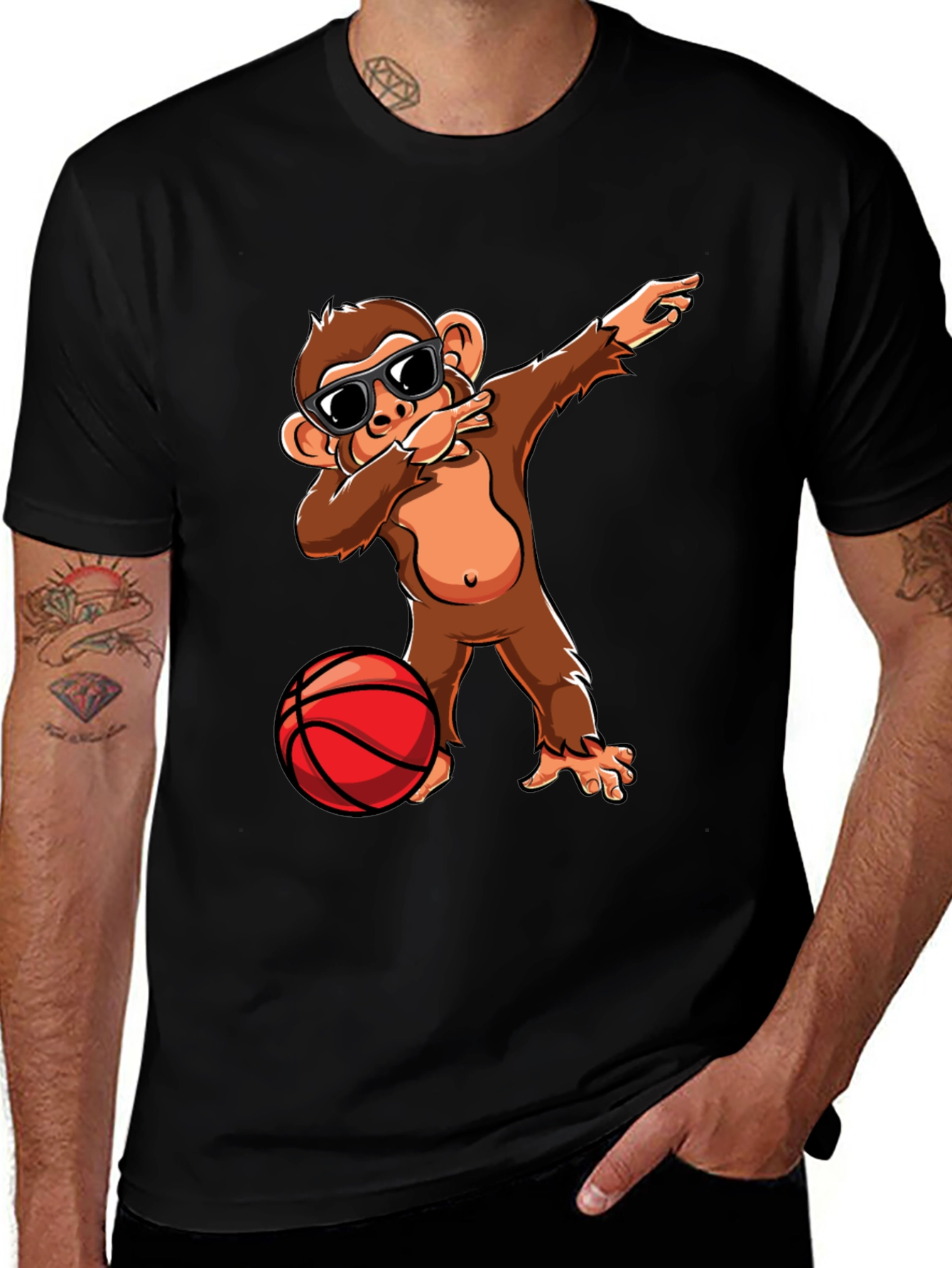 Monkey Dabbing with Basketball Graphic Tee