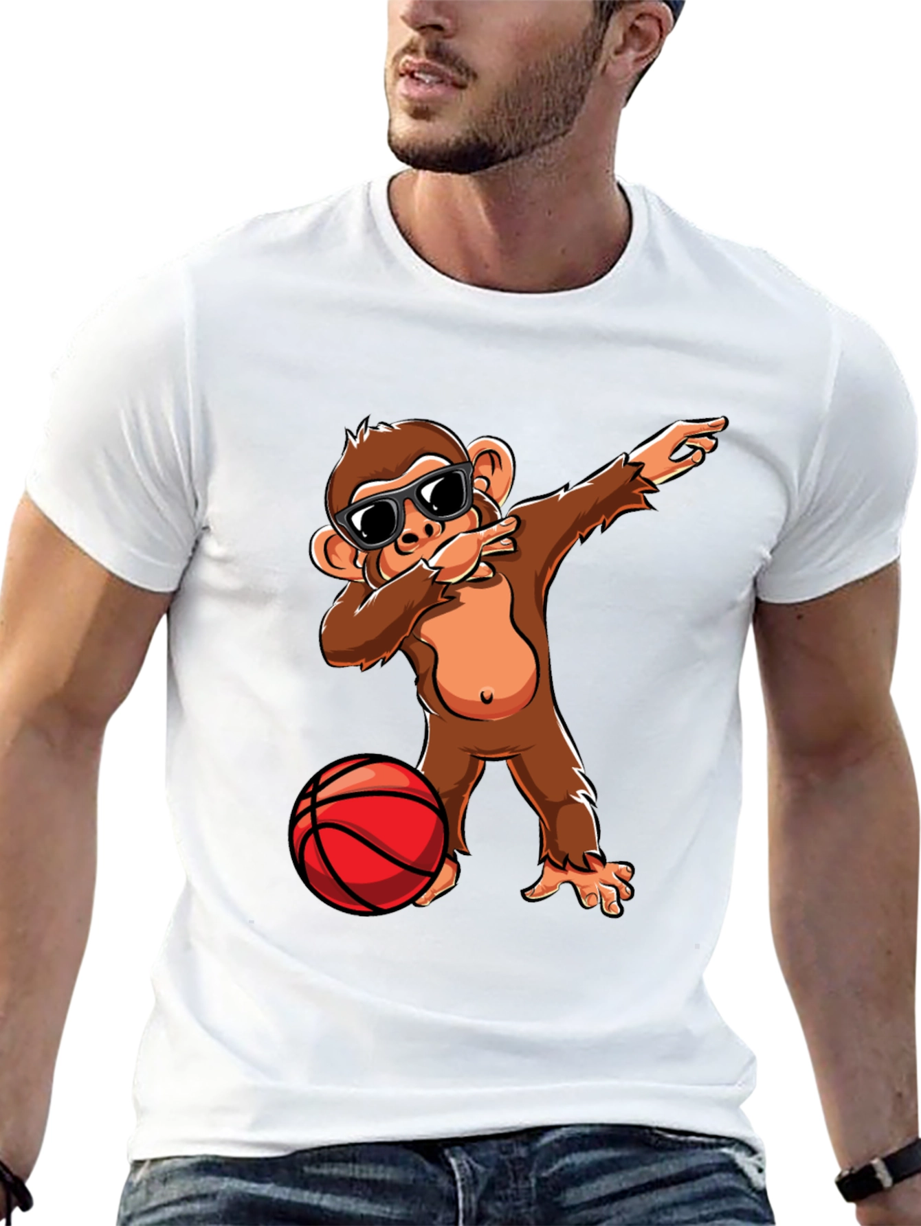 Monkey Dabbing with Basketball Graphic Tee
