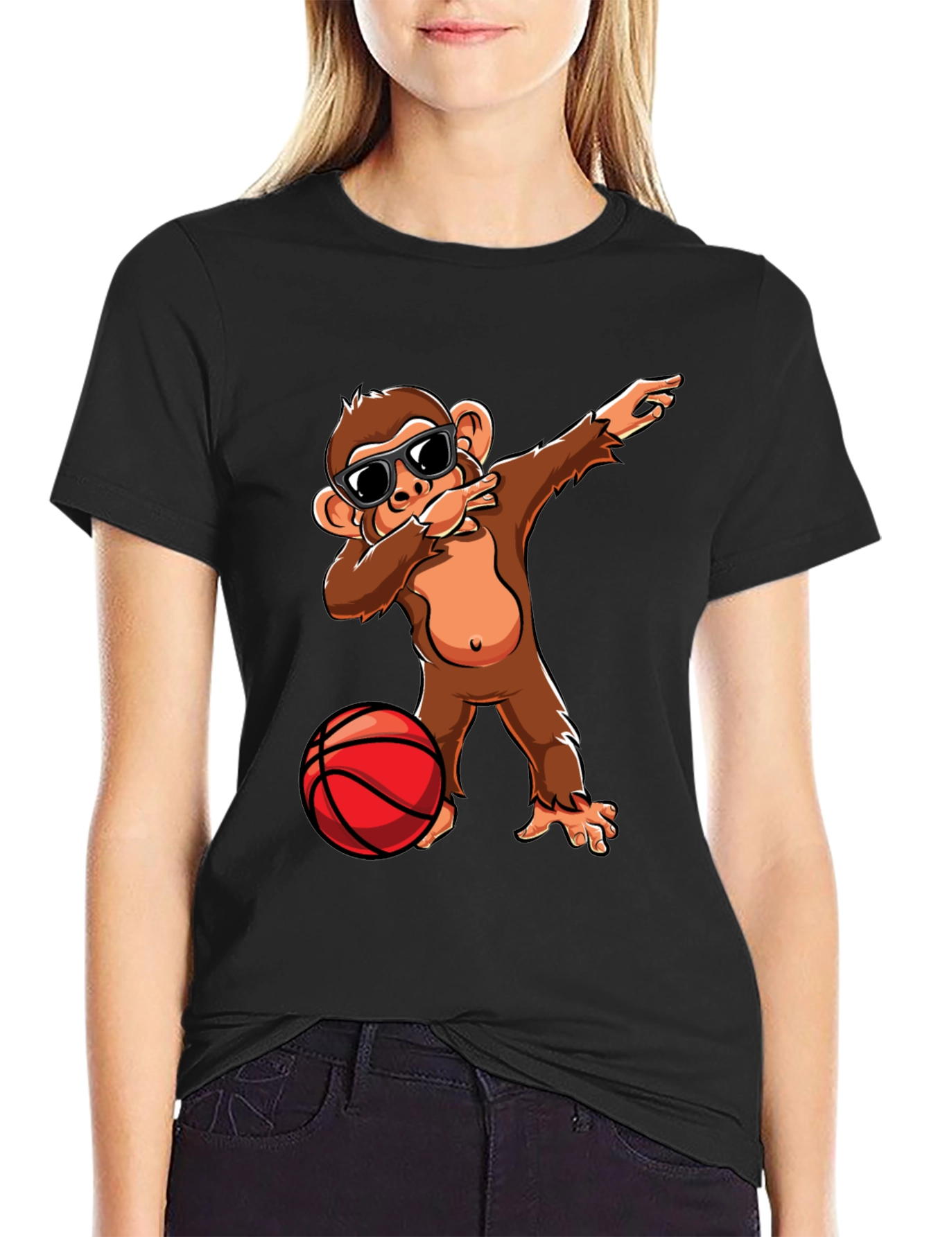 Monkey Dabbing with Basketball Graphic Tee