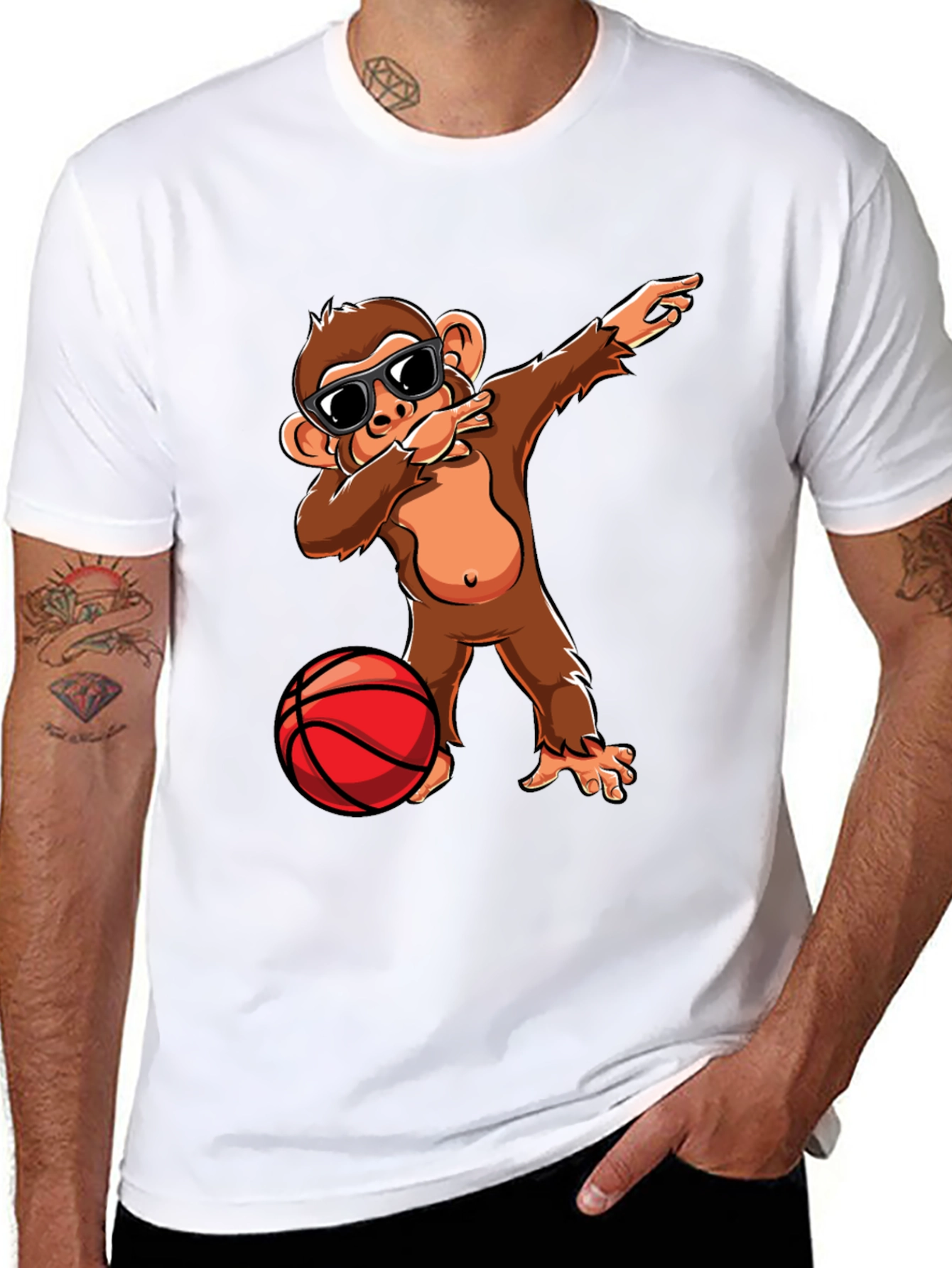 Monkey Dabbing with Basketball Graphic Tee