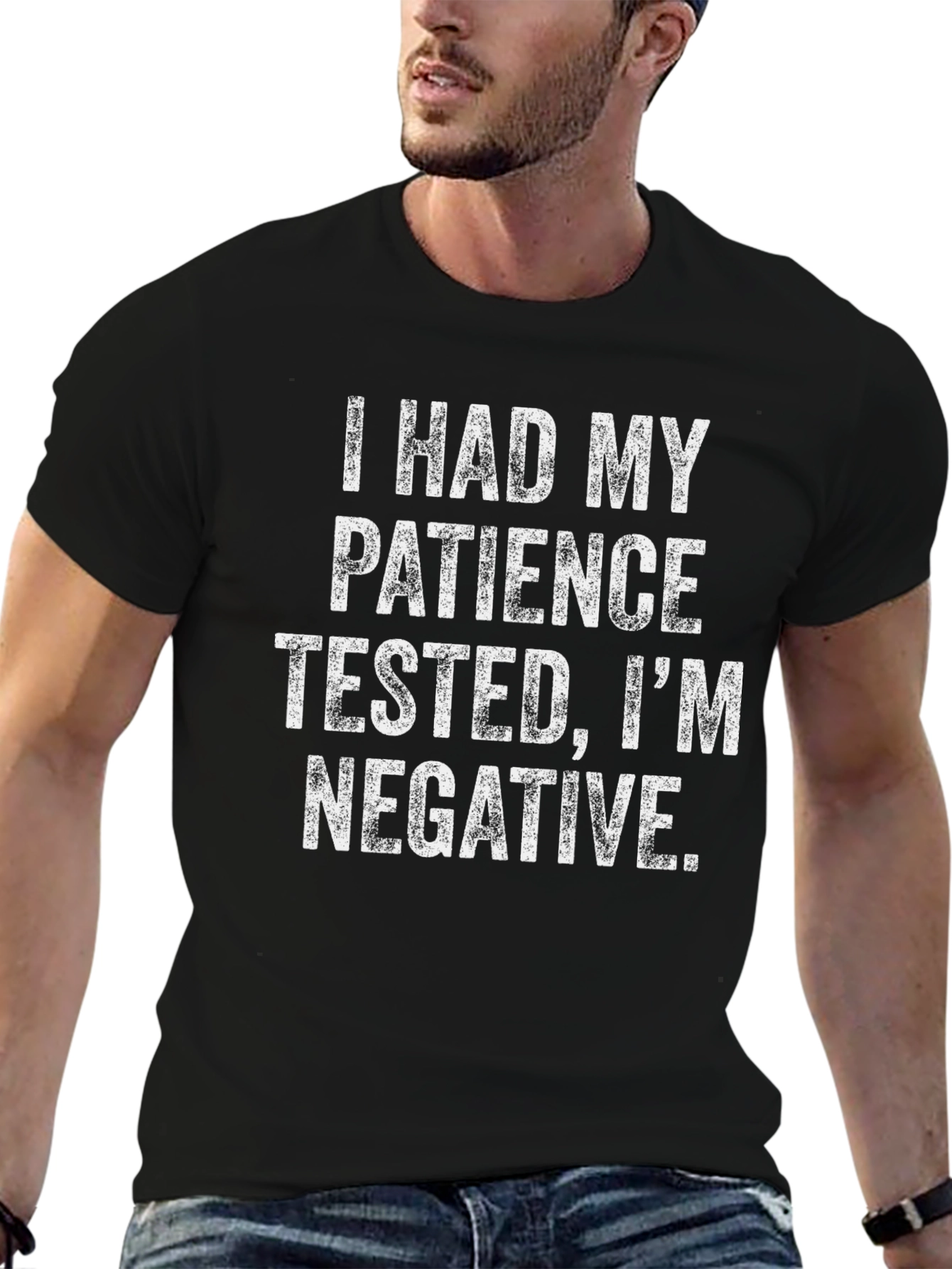 Funny Patience Tested Negative Black Graphic T-Shirt
