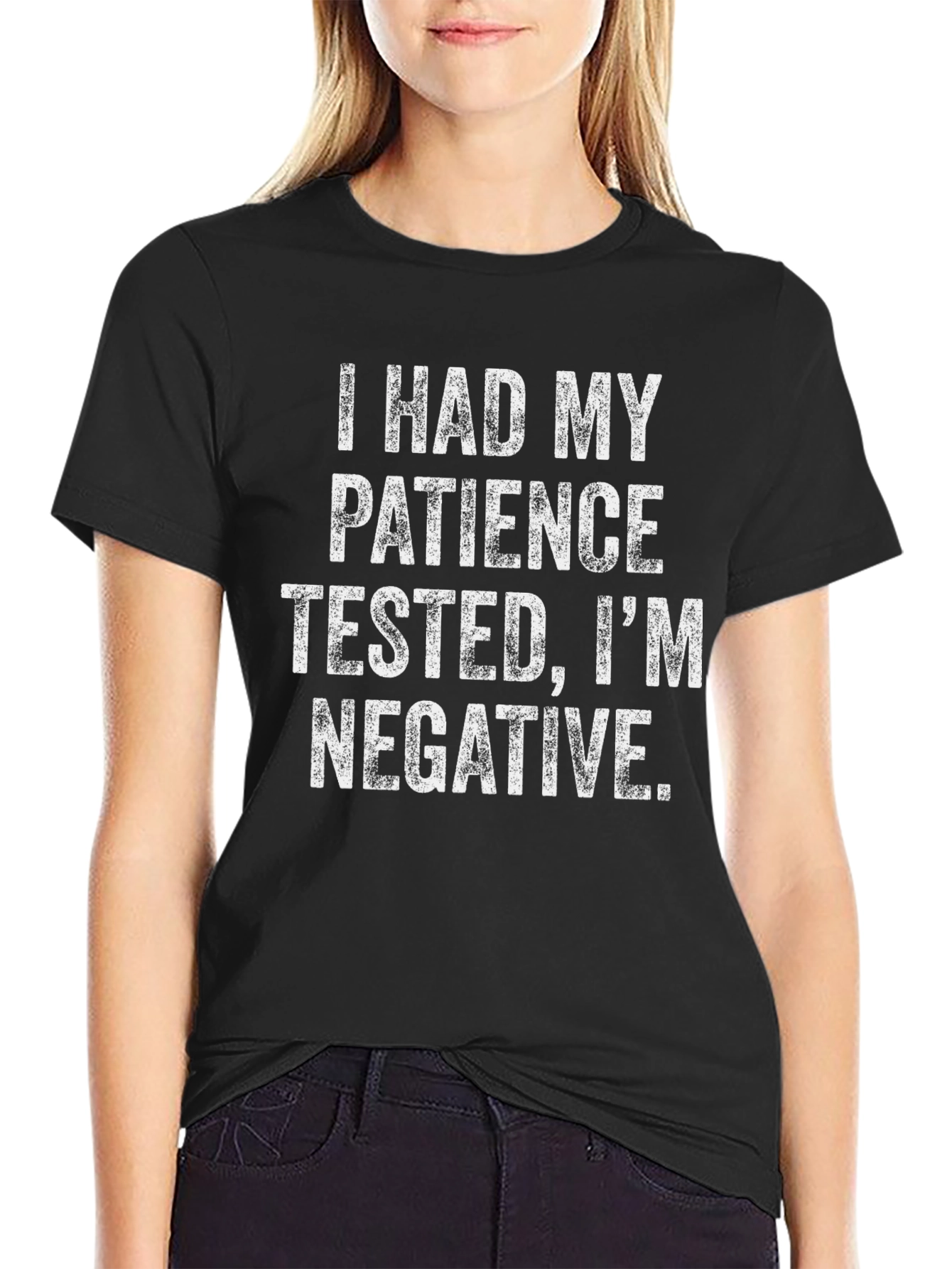 Funny Patience Tested Negative Black Graphic T-Shirt