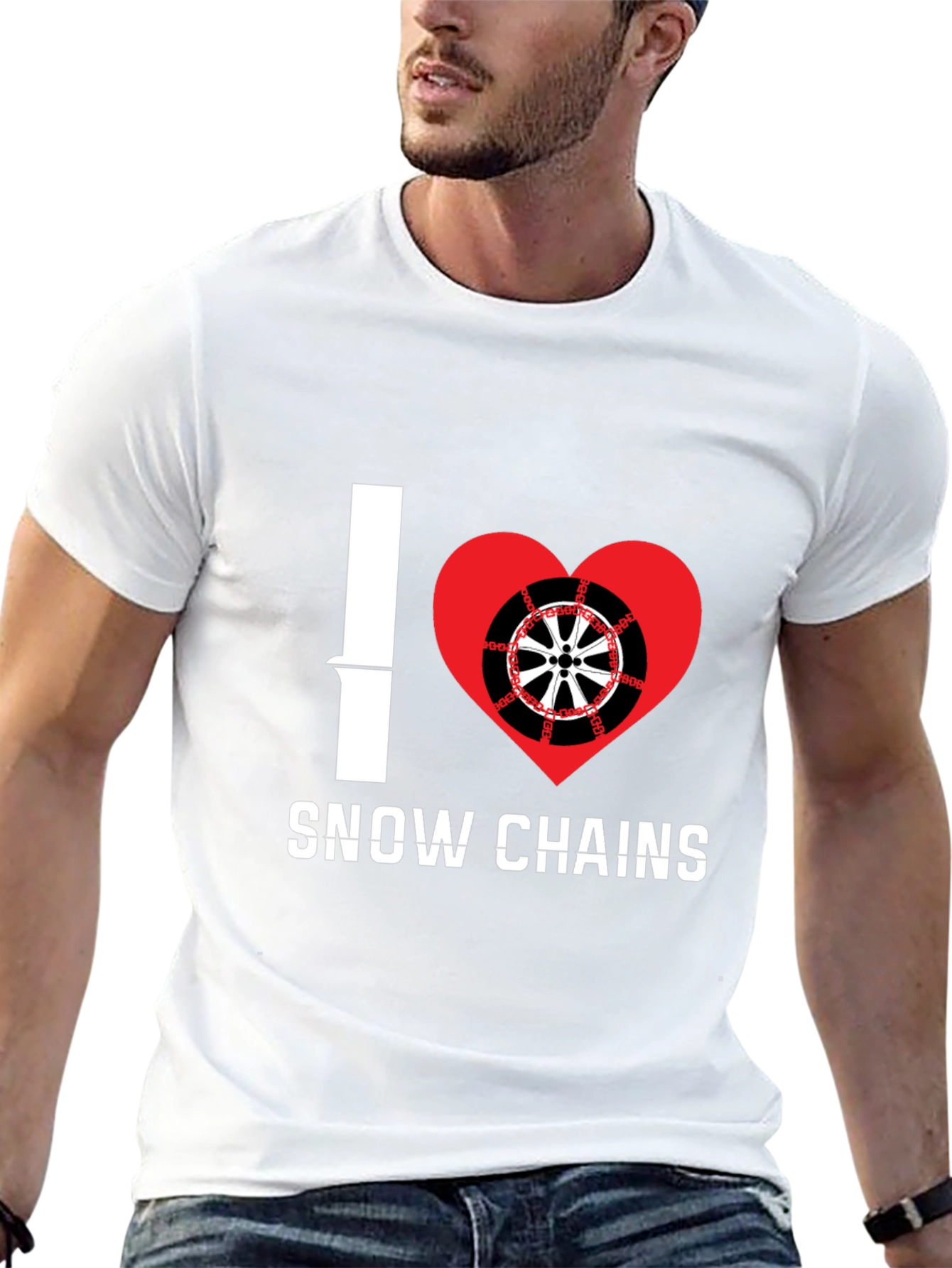 I Heart Snow Chains Black T-Shirt