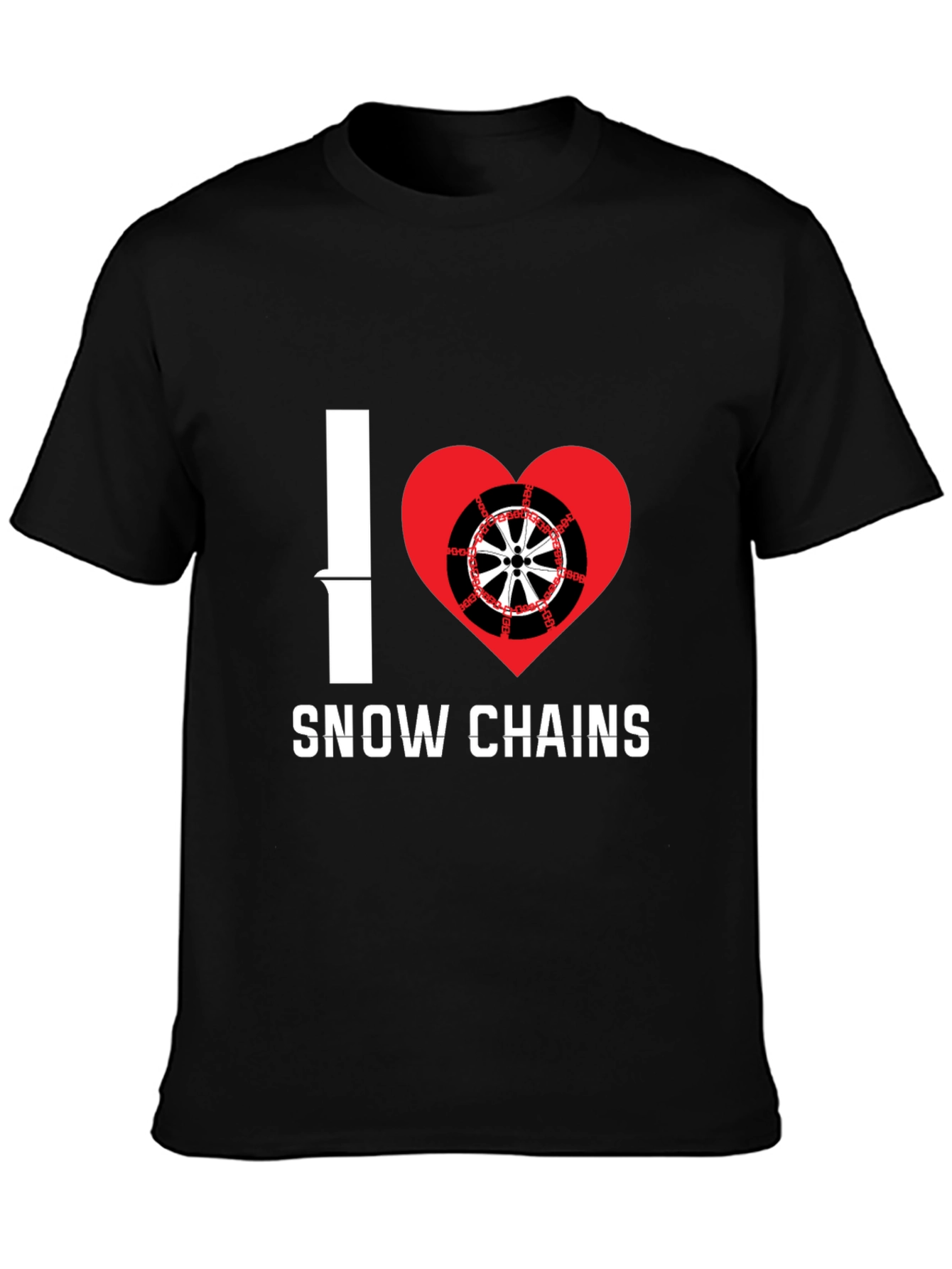 I Heart Snow Chains Black T-Shirt