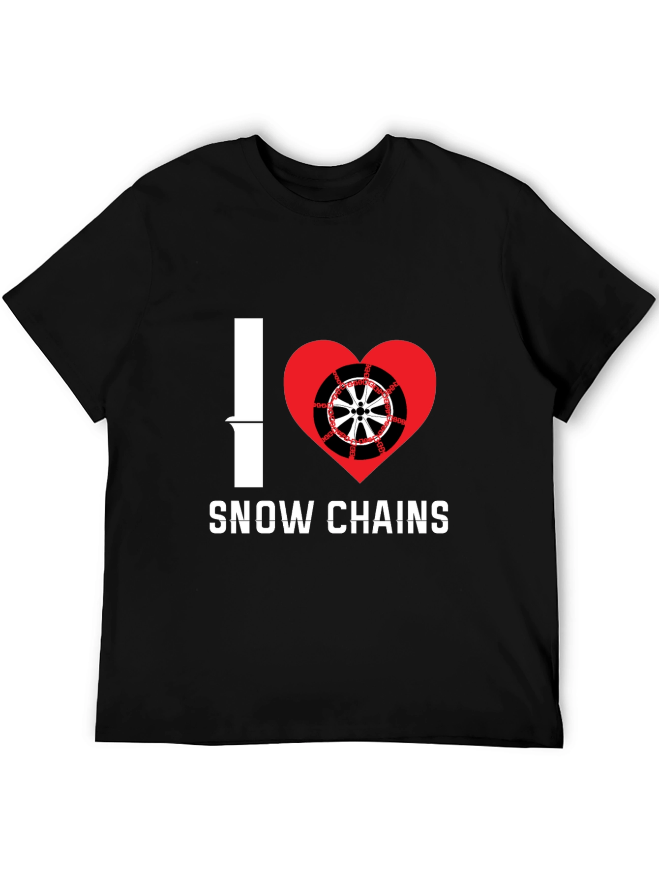 I Heart Snow Chains Black T-Shirt