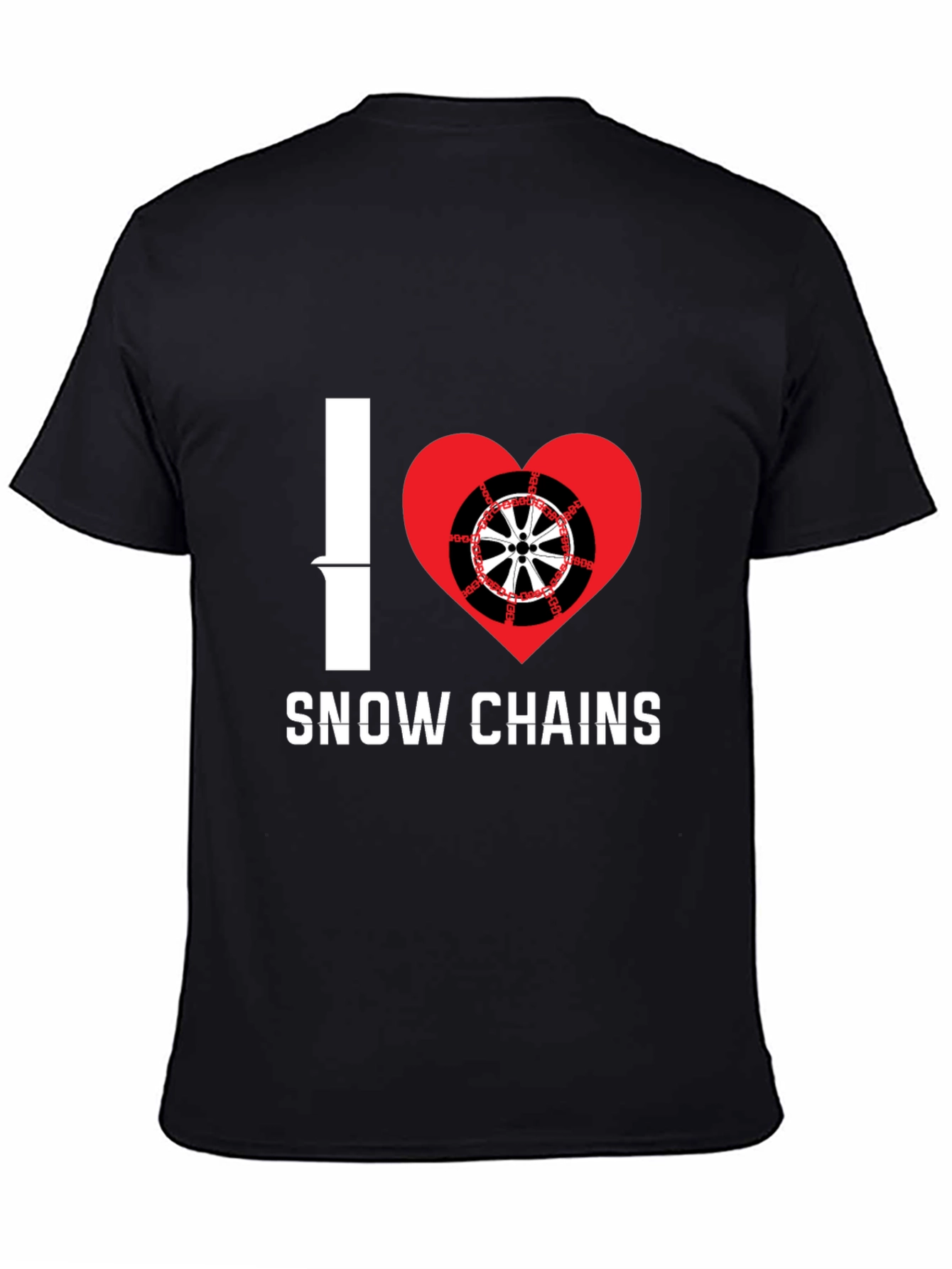 I Heart Snow Chains Black T-Shirt