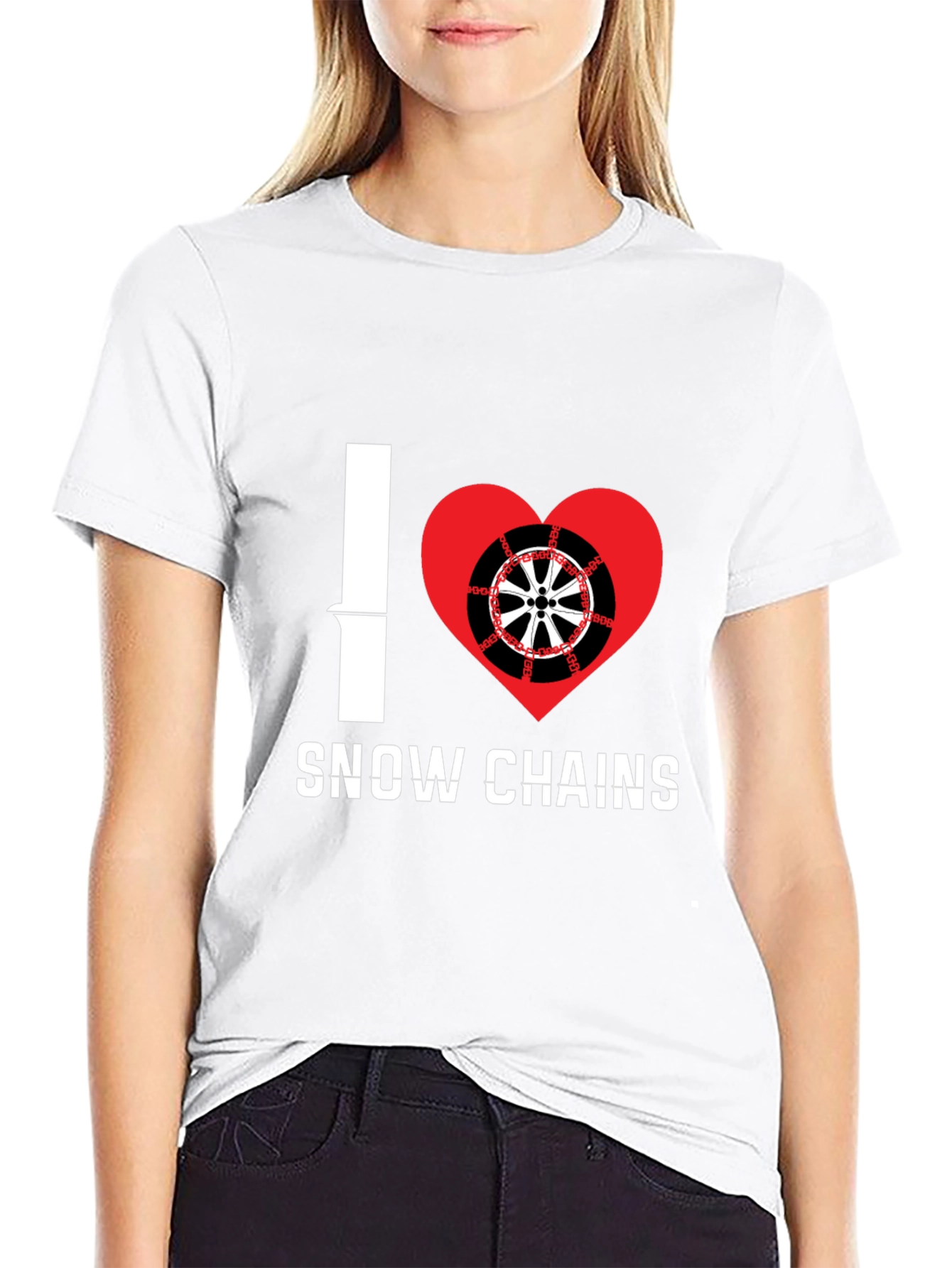 I Heart Snow Chains Black T-Shirt