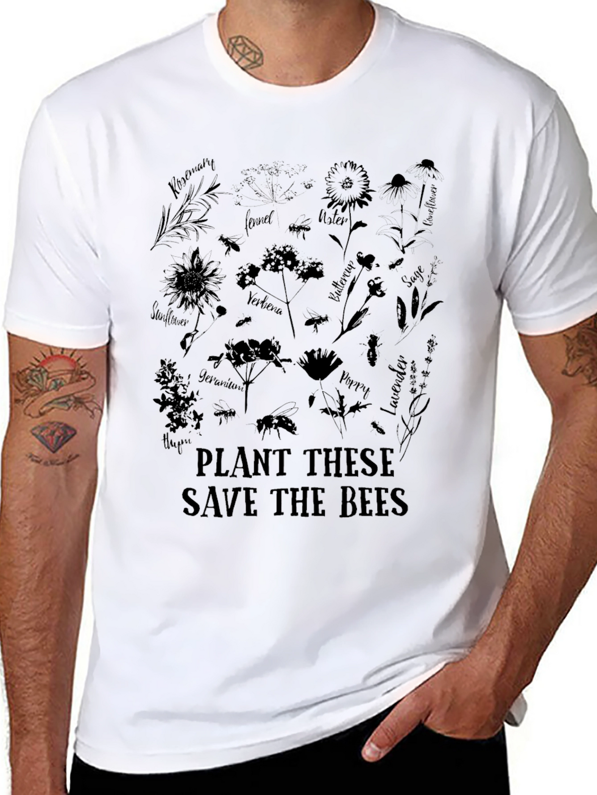 Save the Bees Graphic Tee - Black