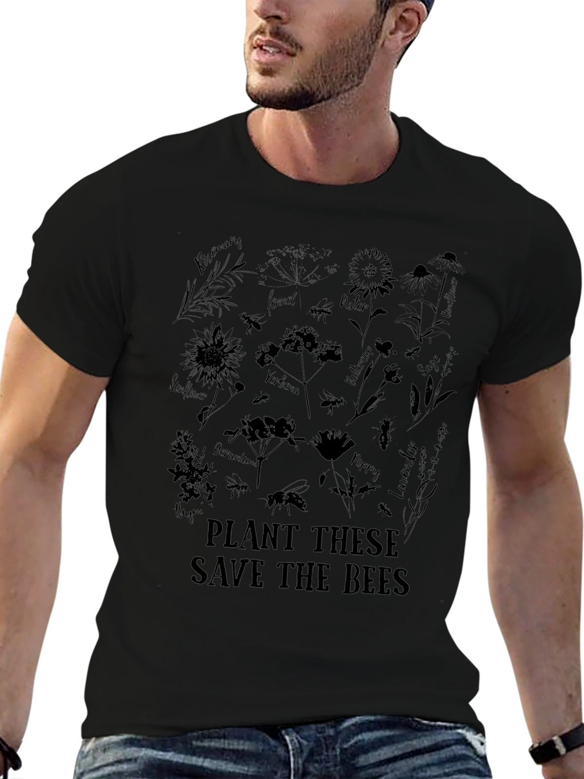 Save the Bees Graphic Tee - Black