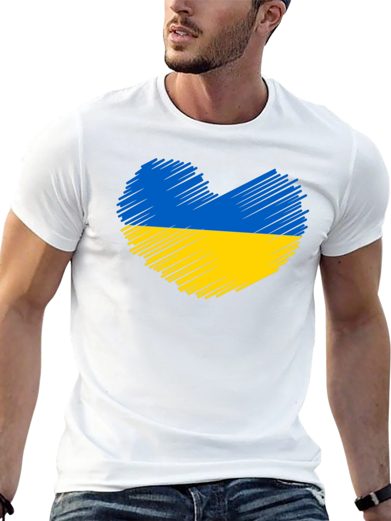 Ukraine Heart Flag Black T-Shirt