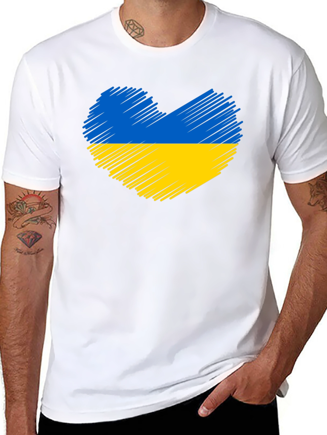 Ukraine Heart Flag Black T-Shirt