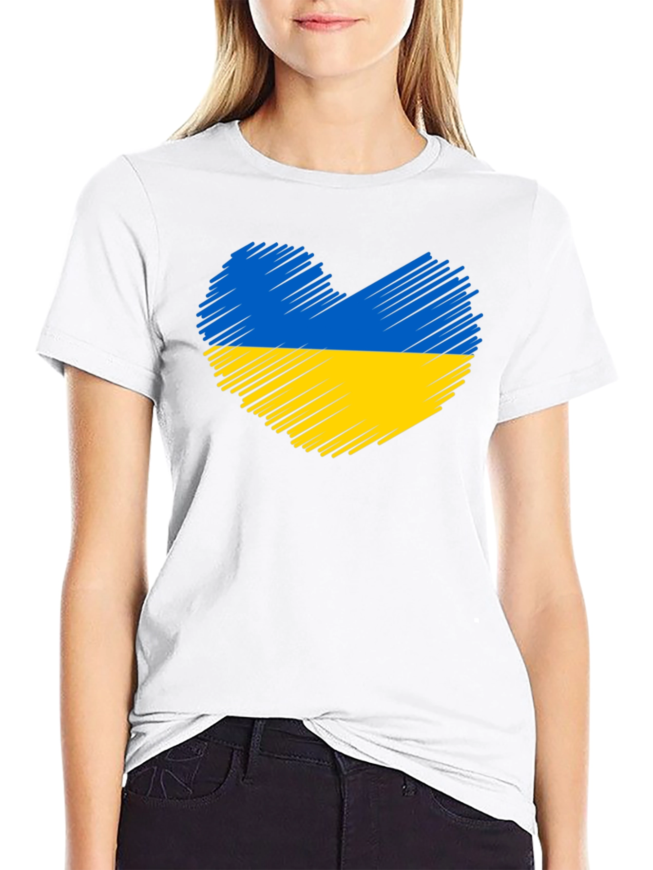 Ukraine Heart Flag Black T-Shirt