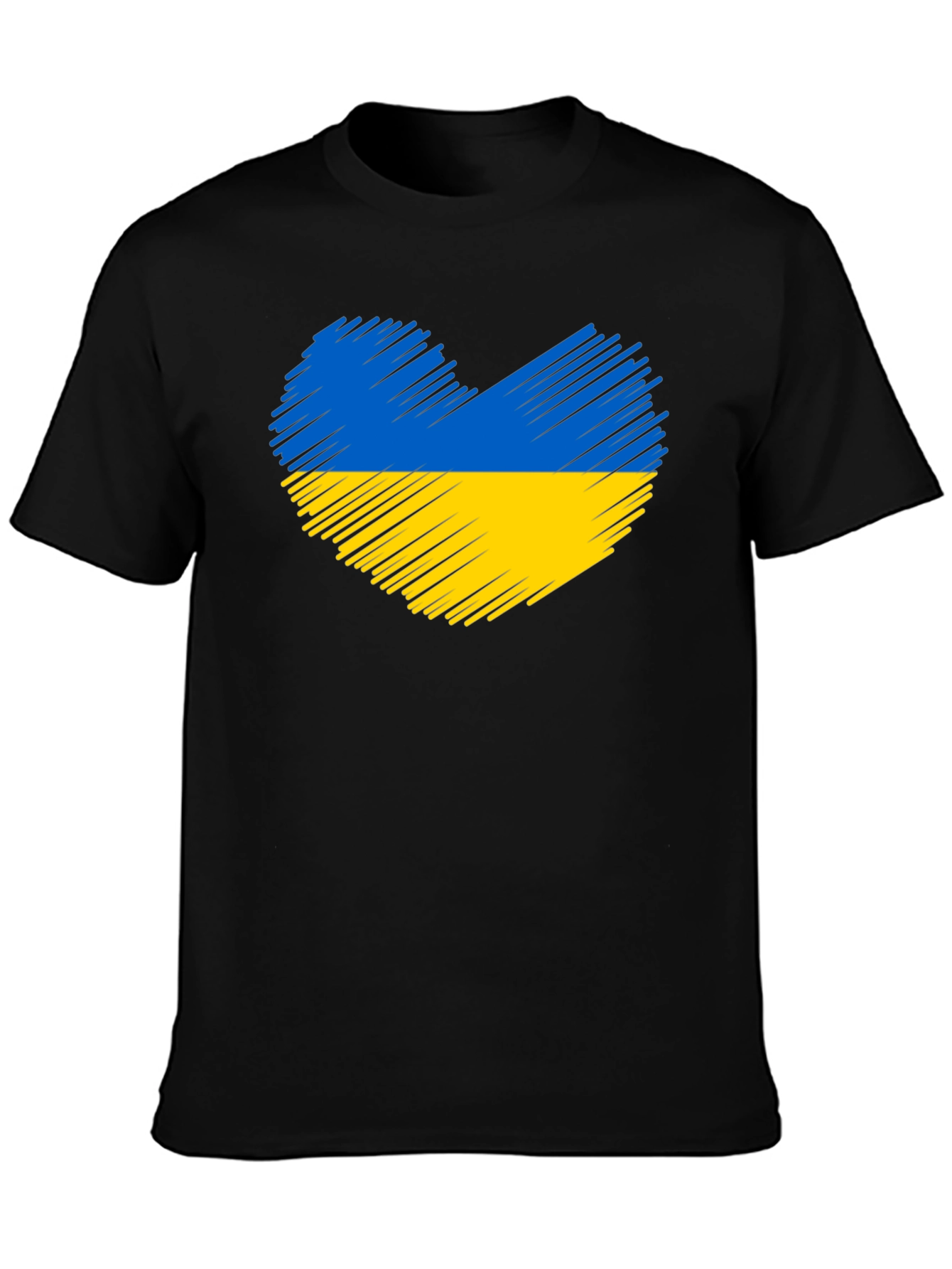 Ukraine Heart Flag Black T-Shirt