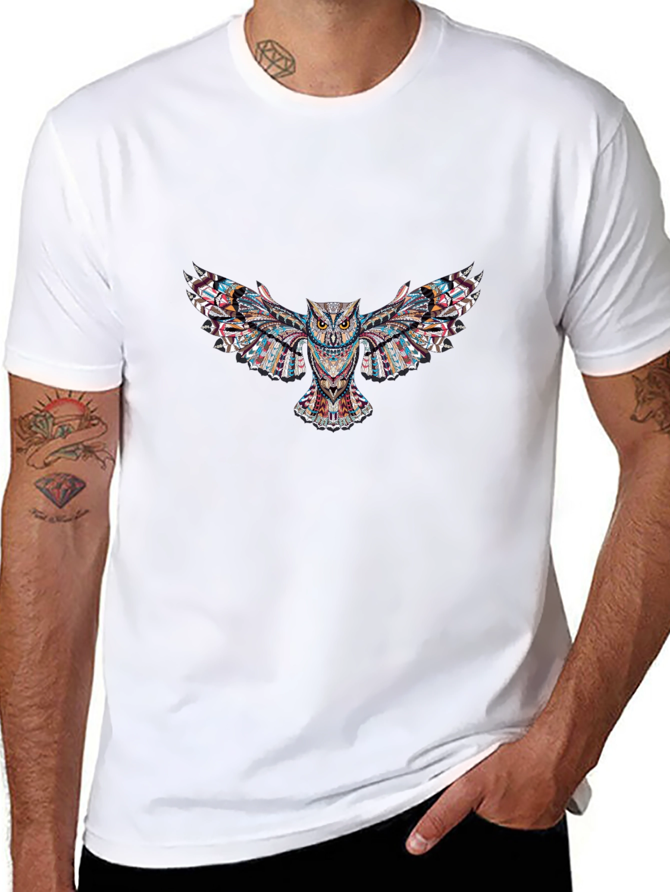 Owl Print Black T-Shirt