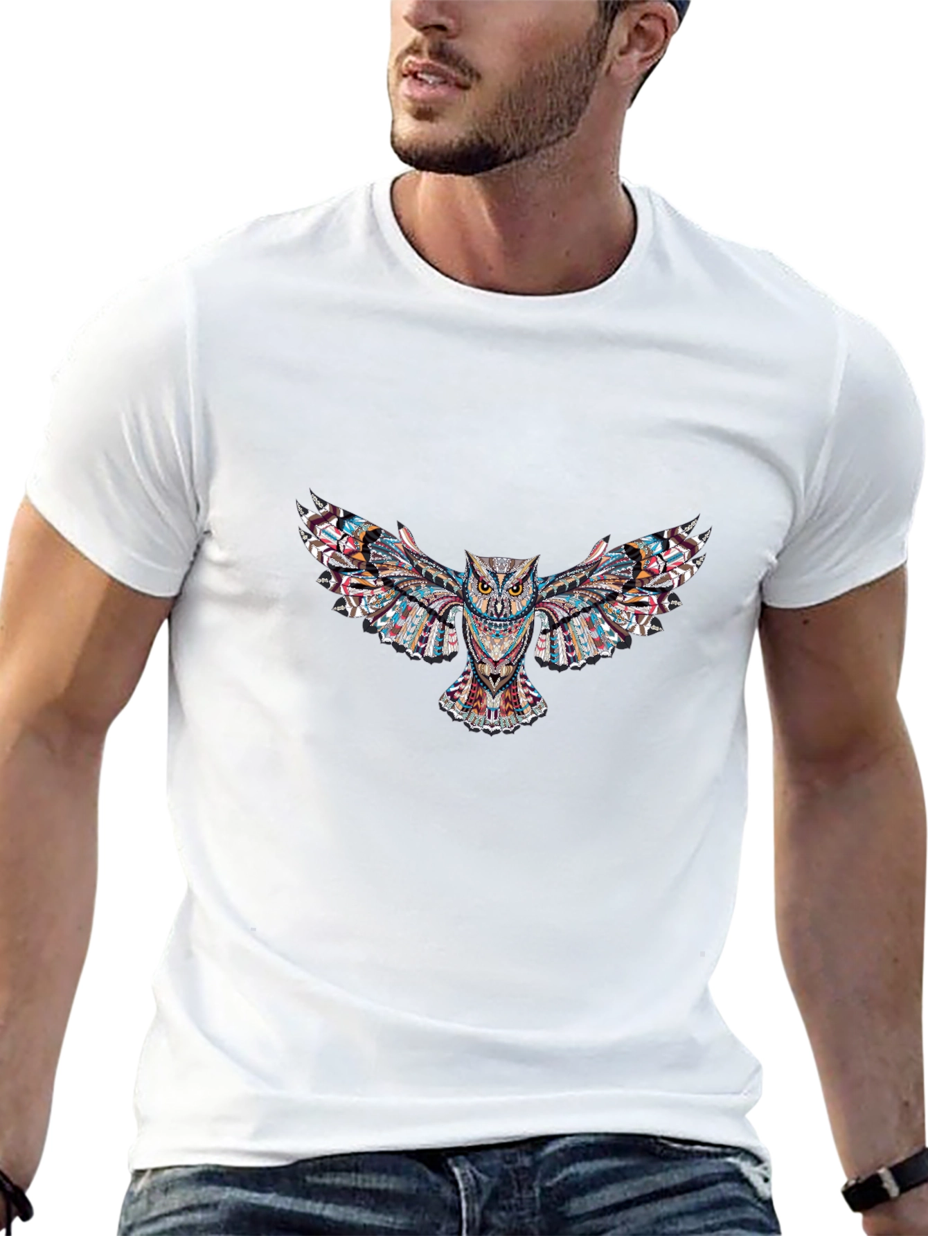Owl Print Black T-Shirt