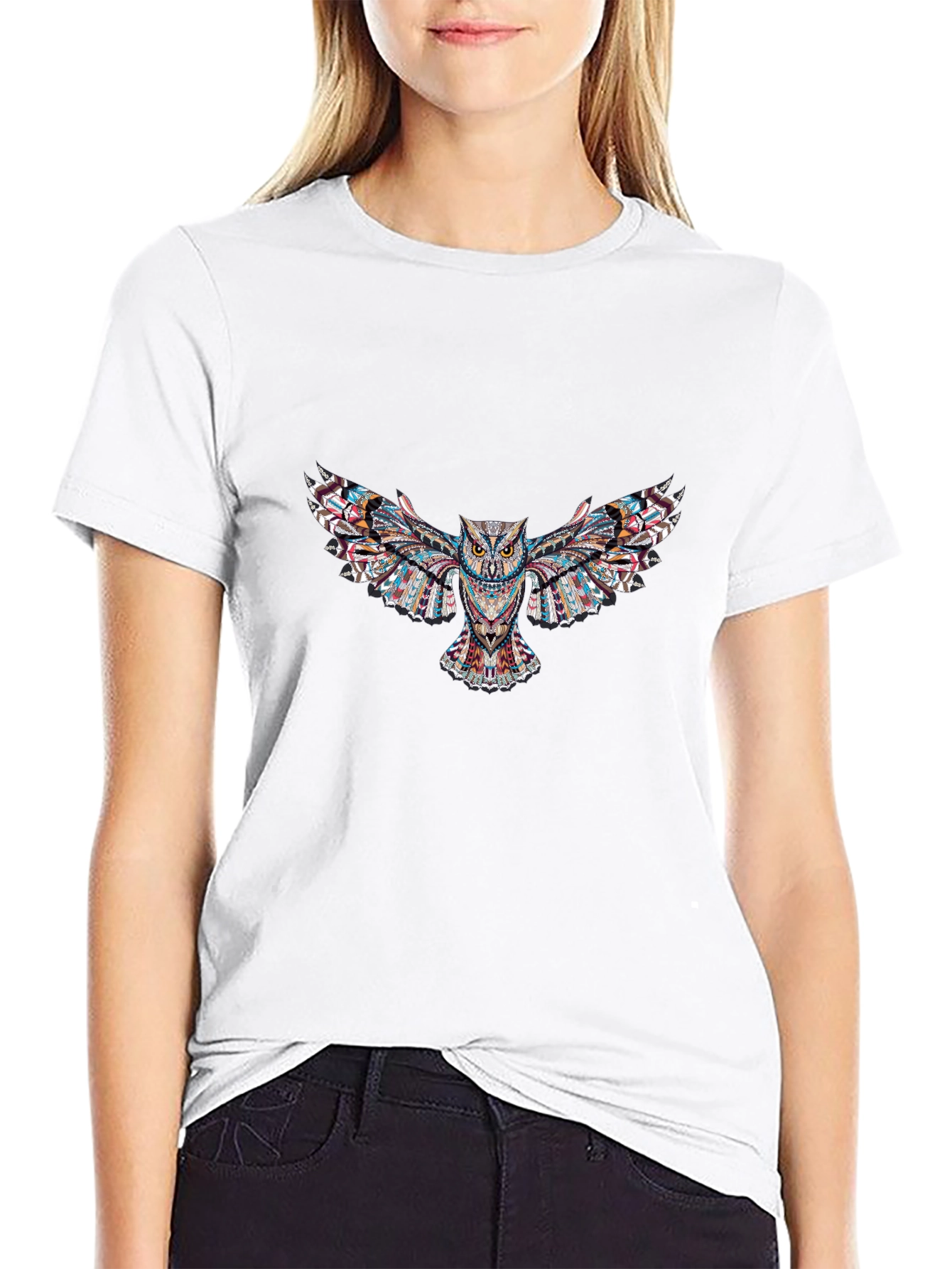 Owl Print Black T-Shirt