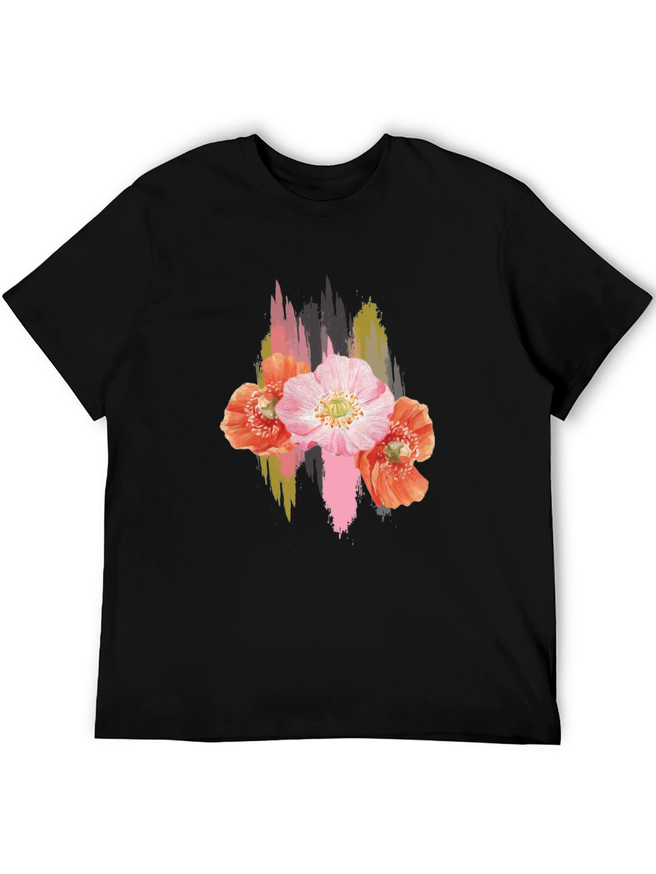 Floral Brushstroke Black T-Shirt
