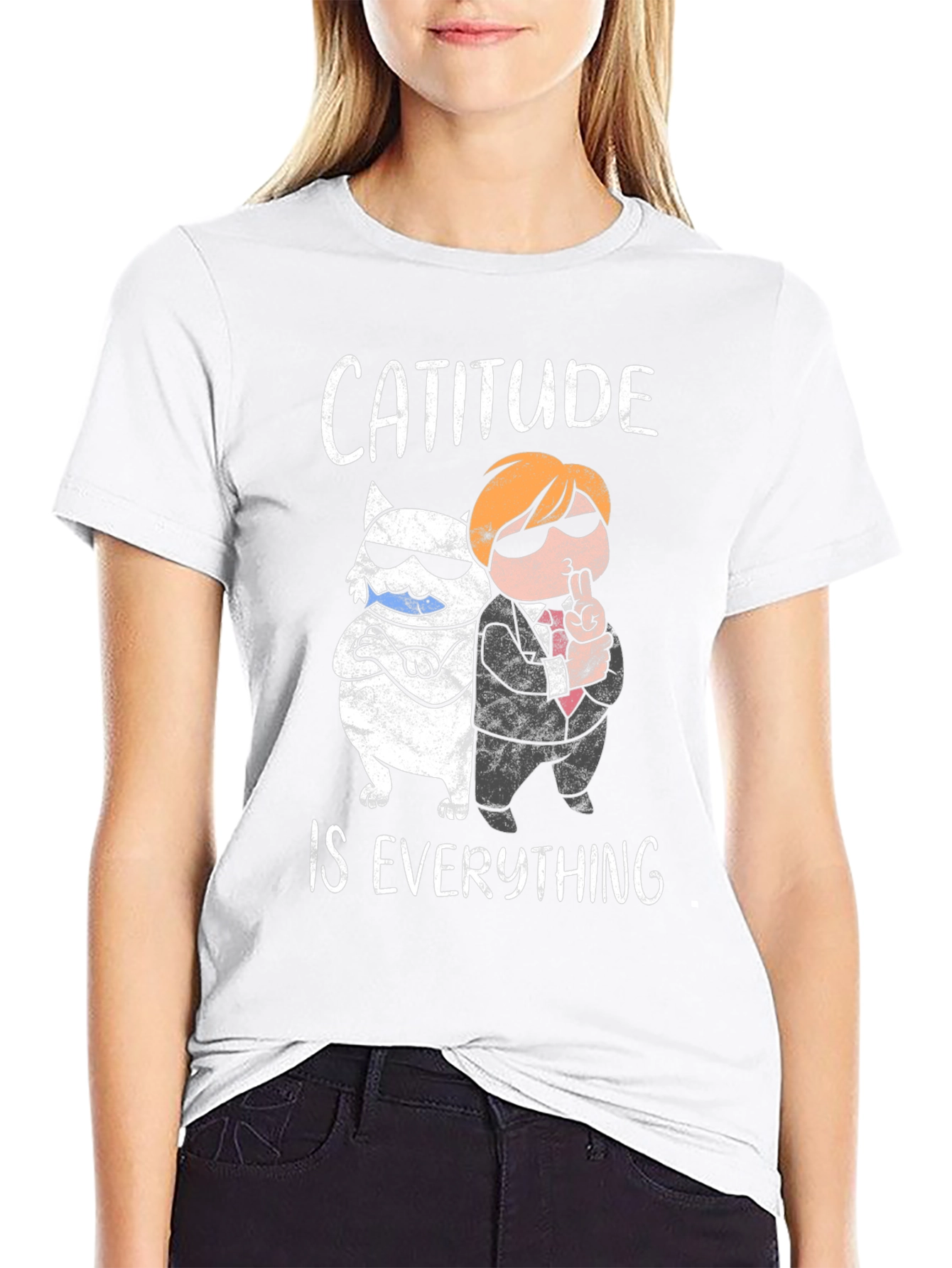 Cattitude is Everything Black Graphic Tee