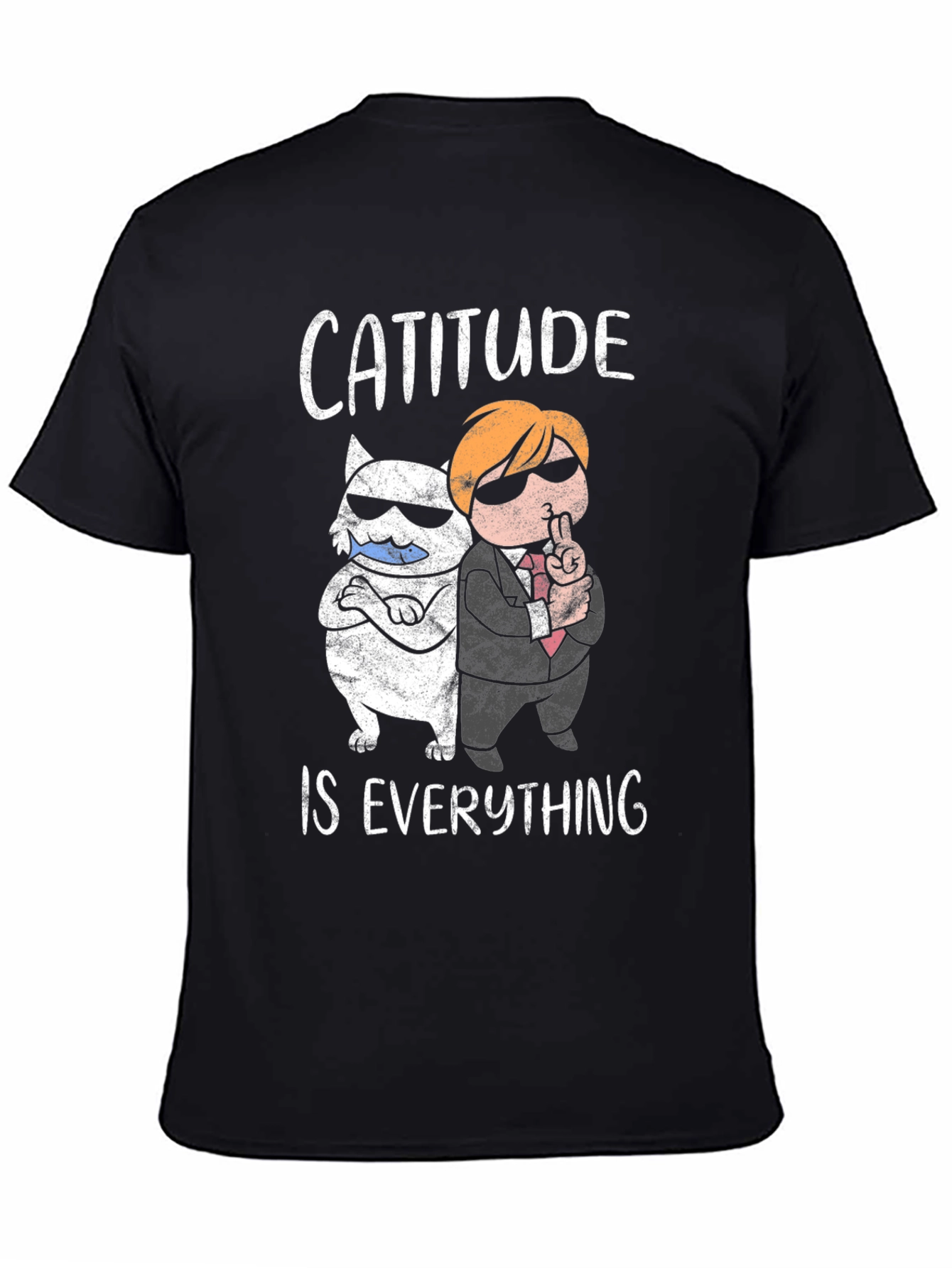 Cattitude is Everything Black Graphic Tee