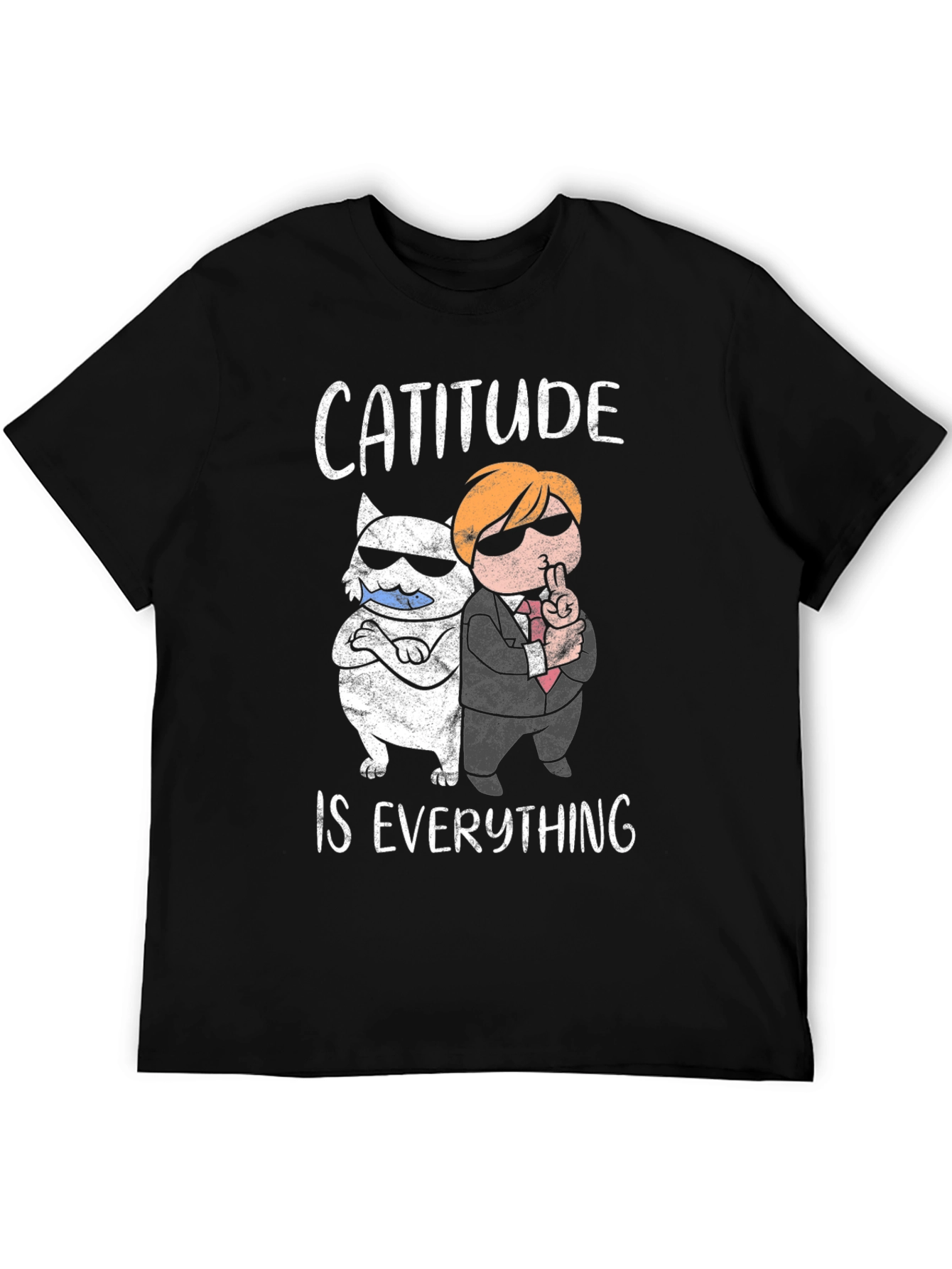 Cattitude is Everything Black Graphic Tee