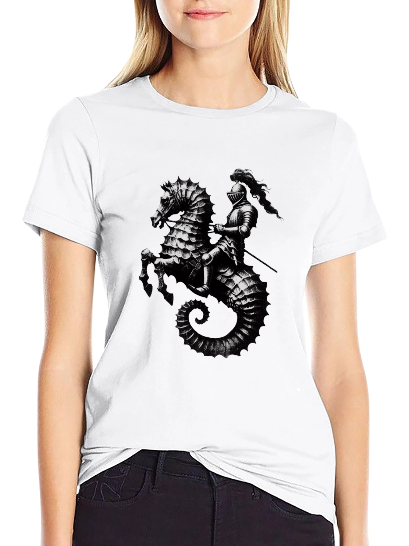 Sea Knight Graphic Tee - Black Cotton T-Shirt