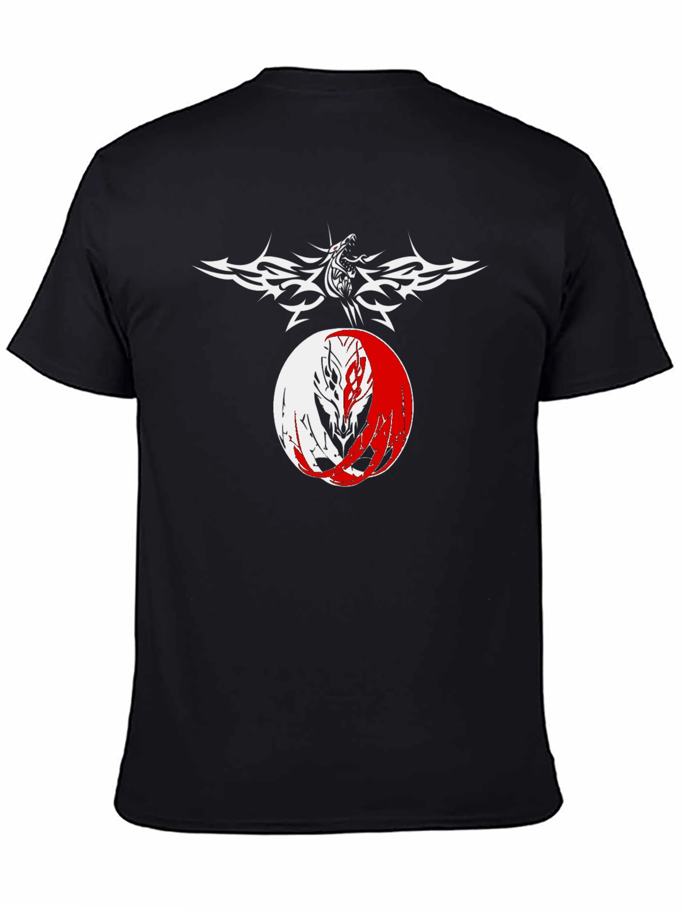 Yin Yang Wolf Graphic Tee - Mens Black T-Shirt
