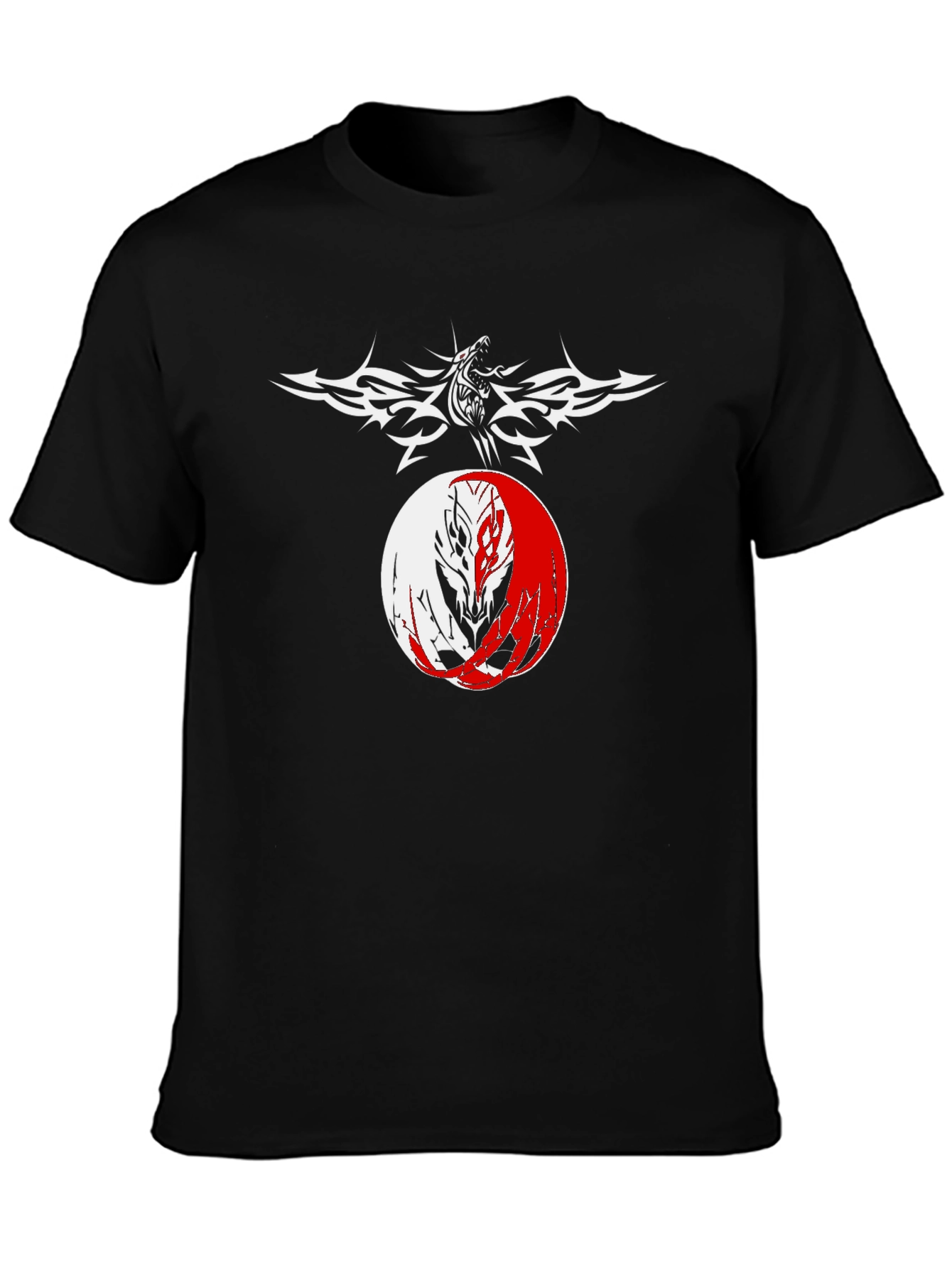 Yin Yang Wolf Graphic Tee - Mens Black T-Shirt