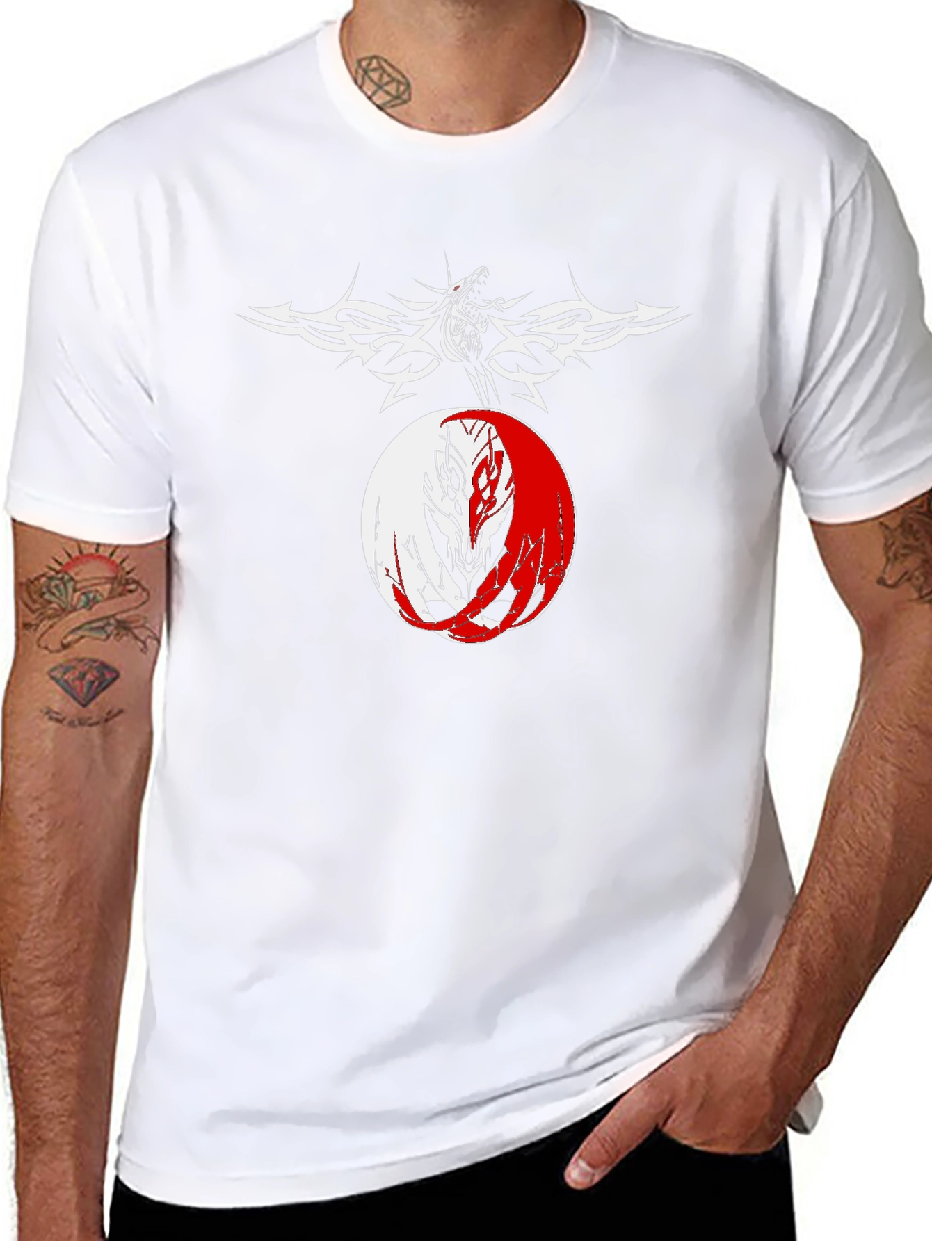 Yin Yang Wolf Graphic Tee - Mens Black T-Shirt