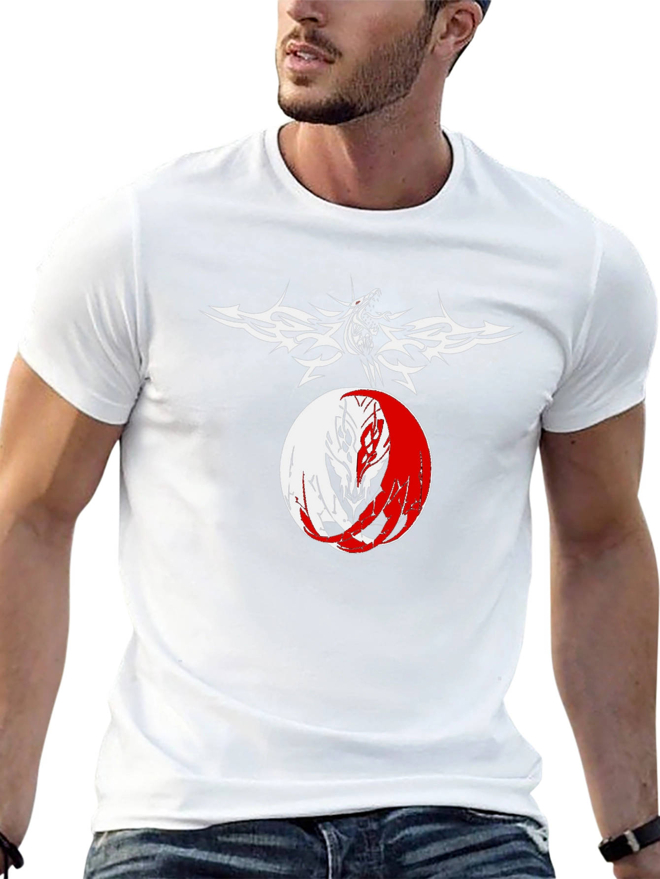 Yin Yang Wolf Graphic Tee - Mens Black T-Shirt