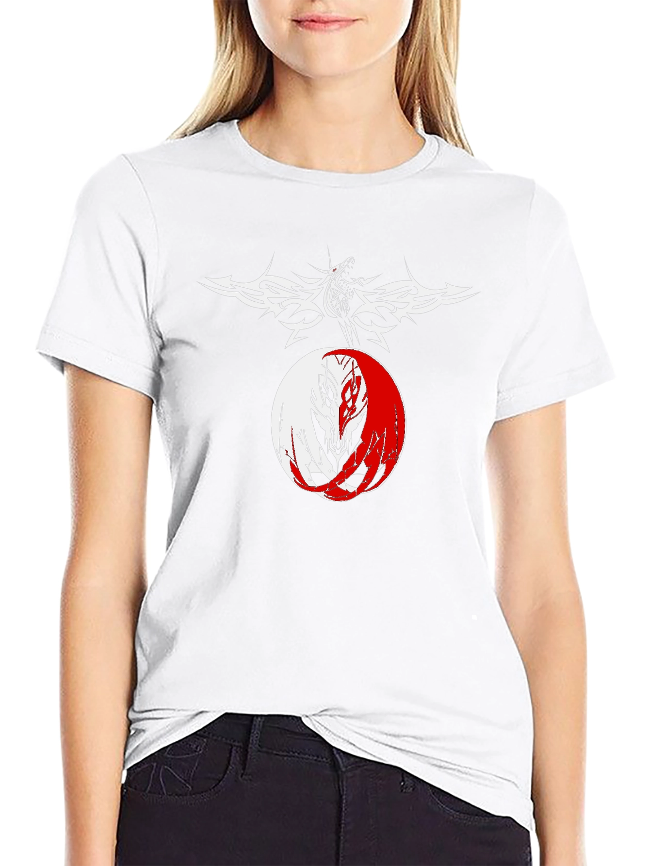 Yin Yang Wolf Graphic Tee - Mens Black T-Shirt