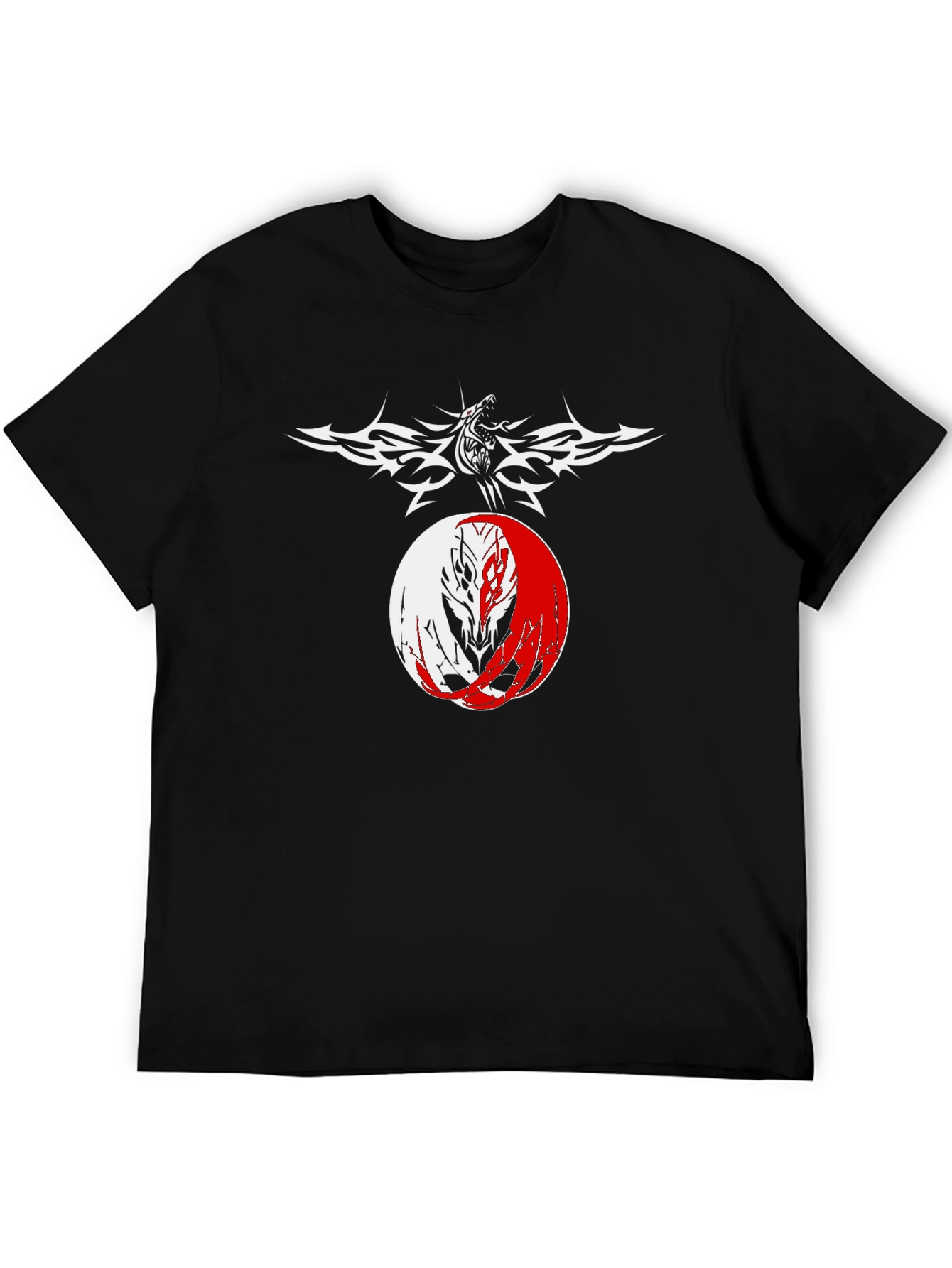 Yin Yang Wolf Graphic Tee - Mens Black T-Shirt