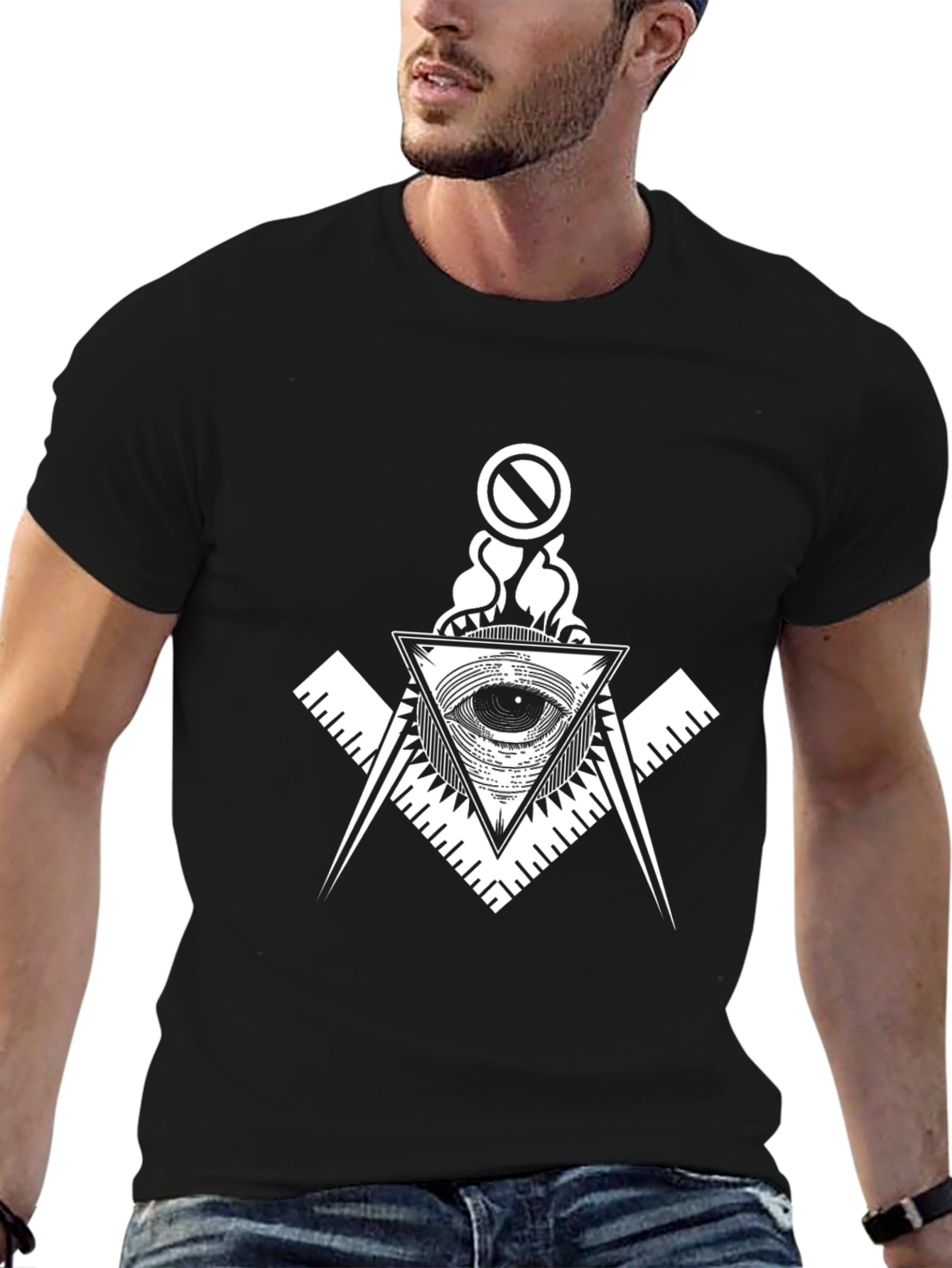 All-Seeing Eye Graphic Tee - Black Cotton T-Shirt