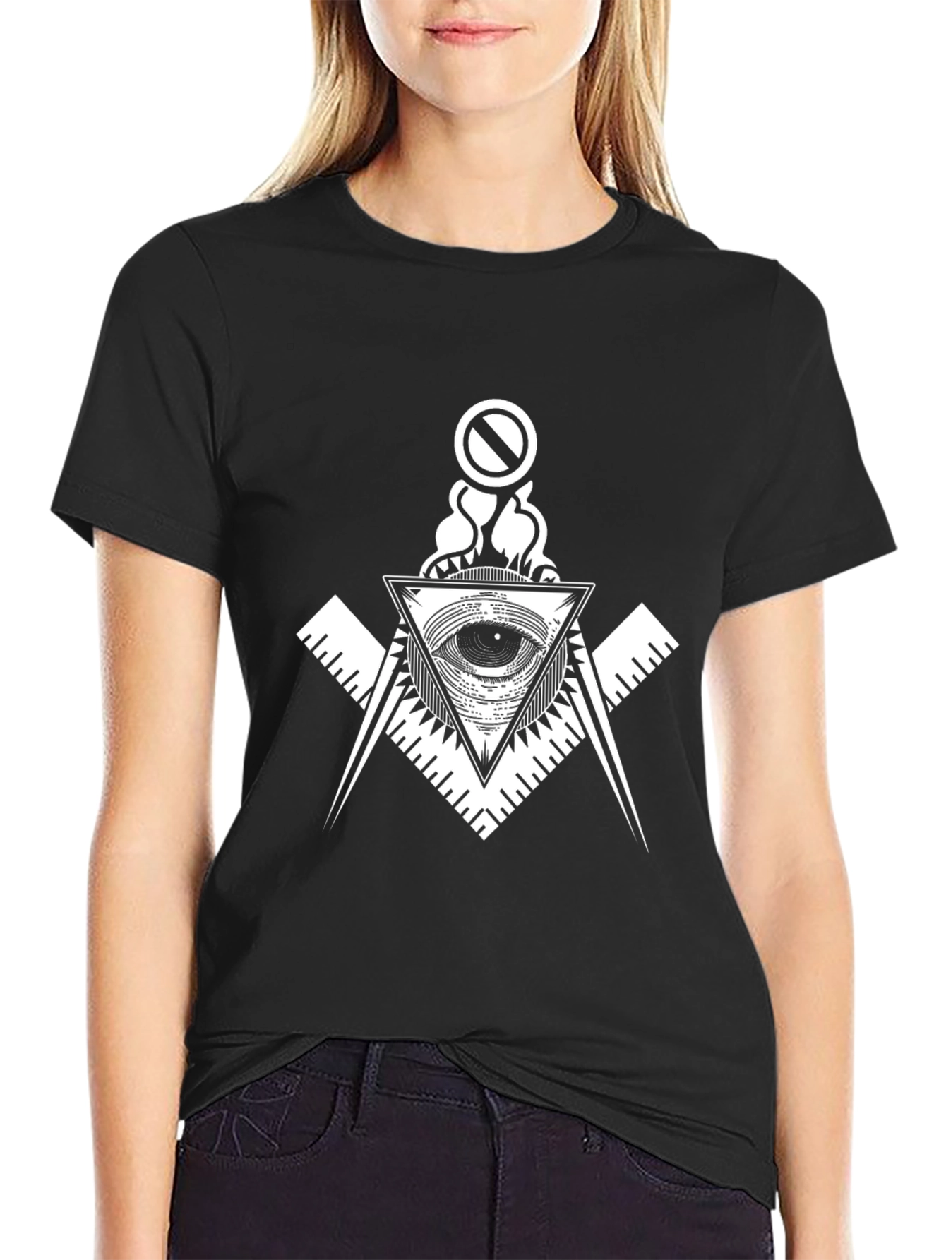 All-Seeing Eye Graphic Tee - Black Cotton T-Shirt