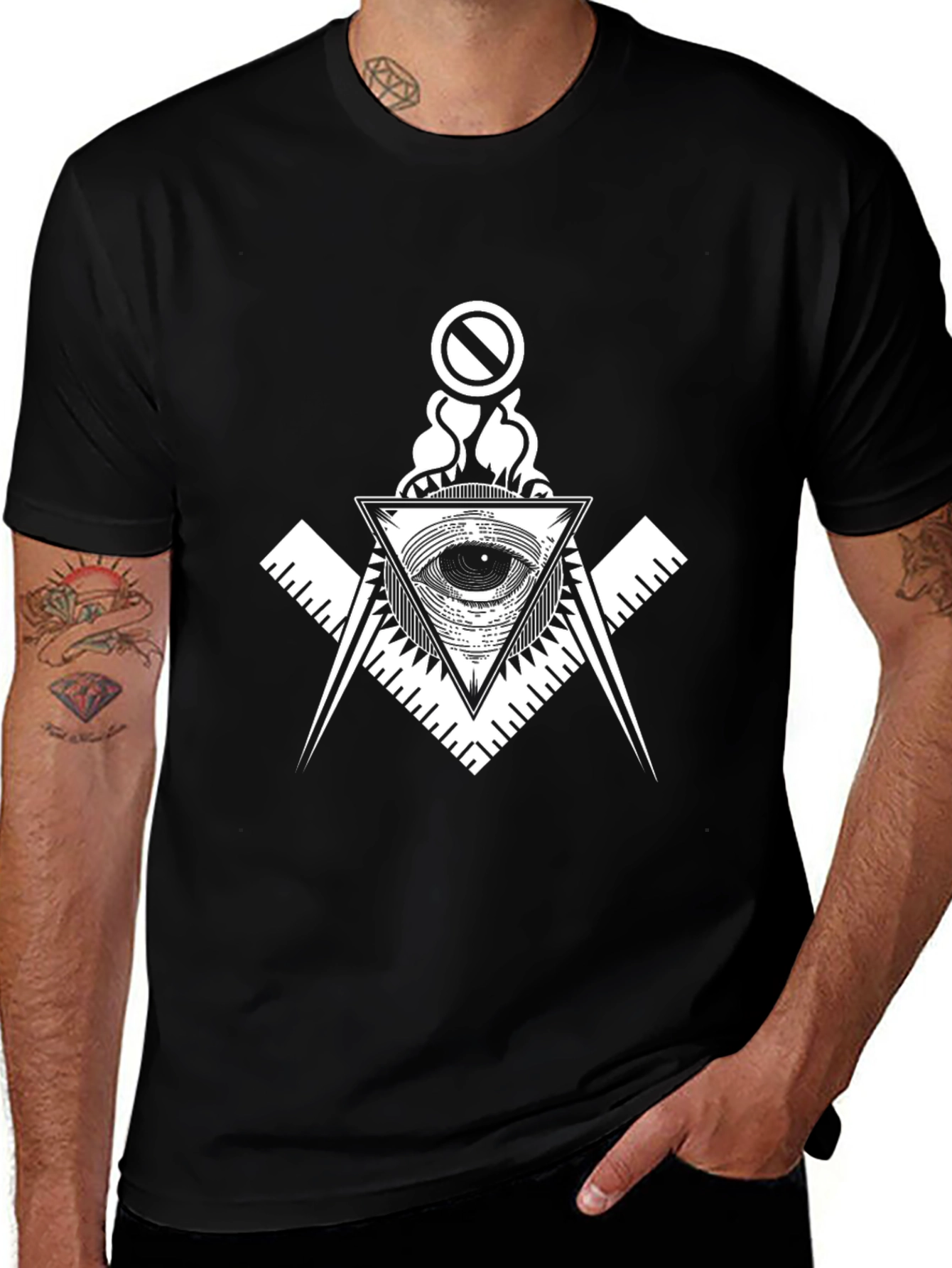 All-Seeing Eye Graphic Tee - Black Cotton T-Shirt
