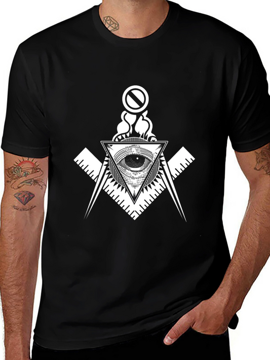 All-Seeing Eye Graphic Tee - Black Cotton T-Shirt