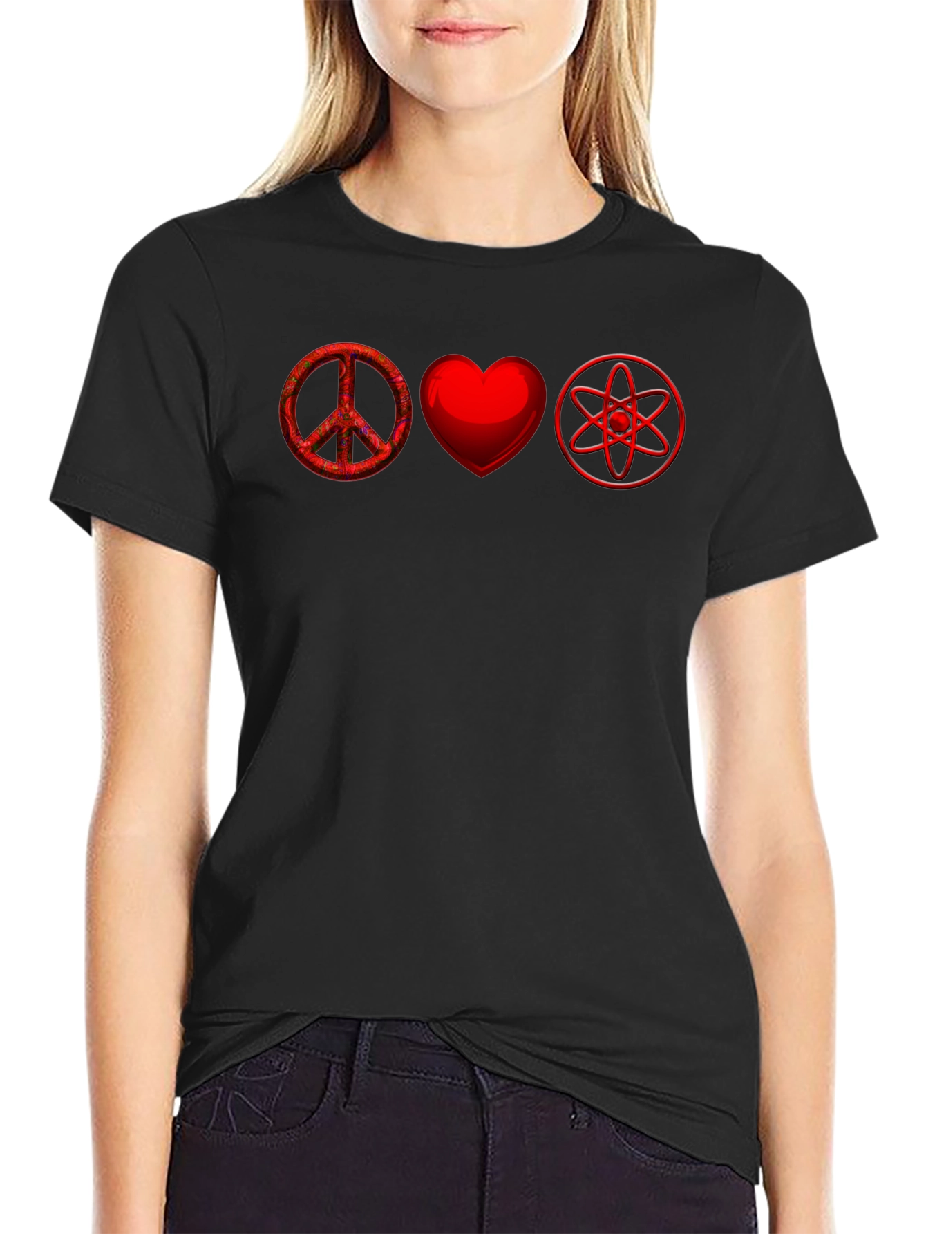Peace Love and Science Black T-Shirt
