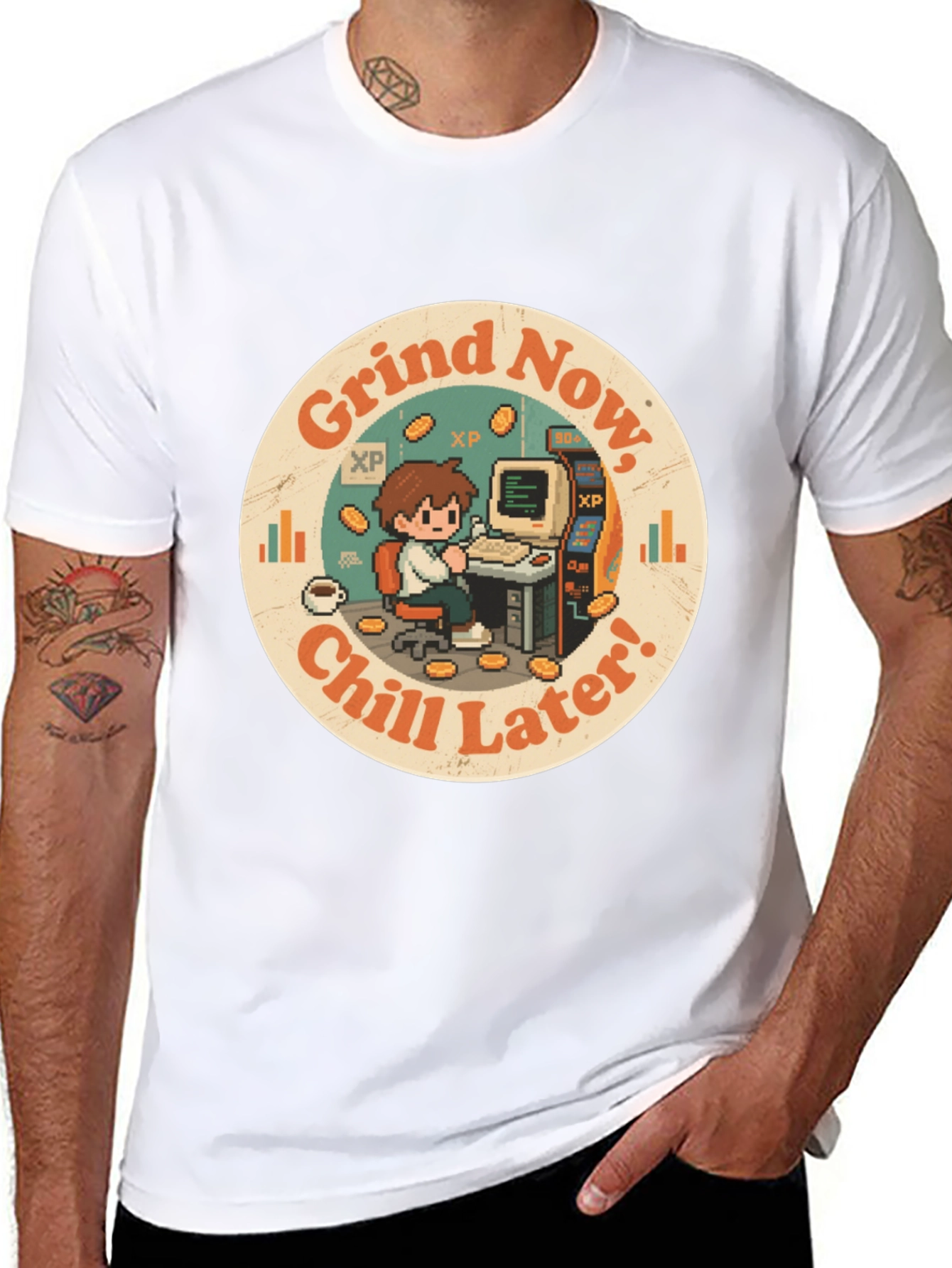Grind Now Chill Later T-Shirt - Gamer Style