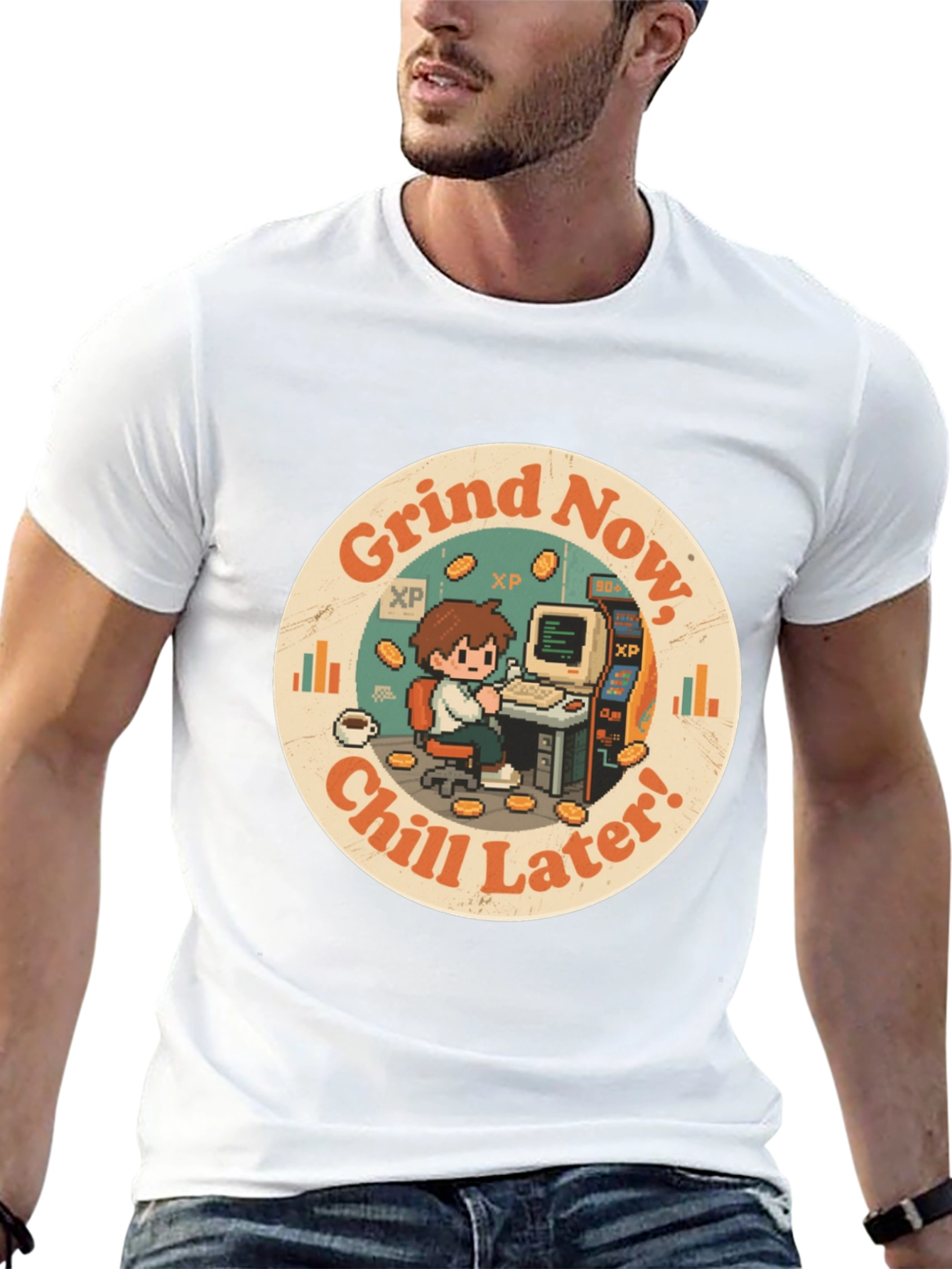 Grind Now Chill Later T-Shirt - Gamer Style